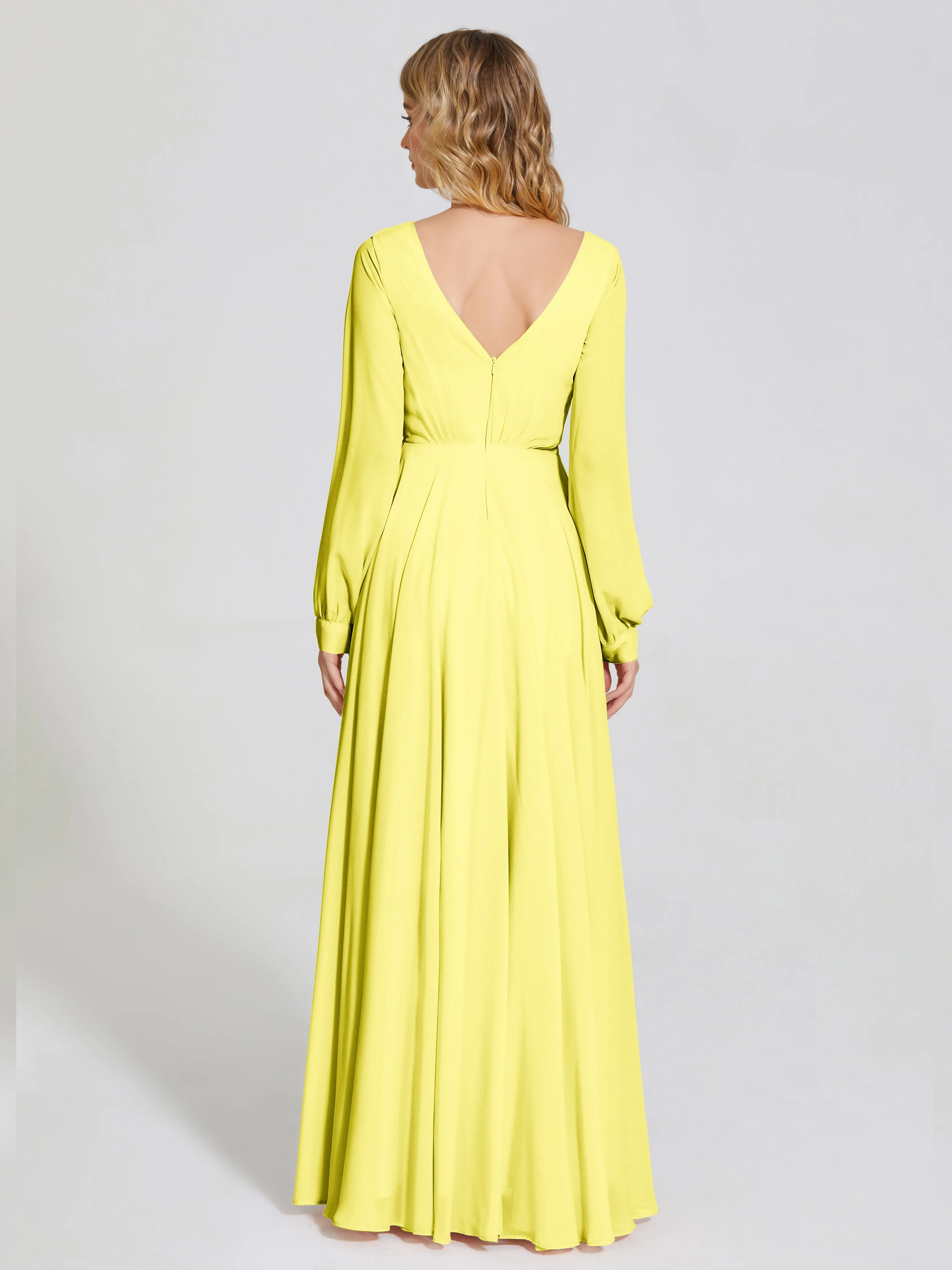 Raegan Simple Long Sleeves Chiffon Bridesmaid Dresses
