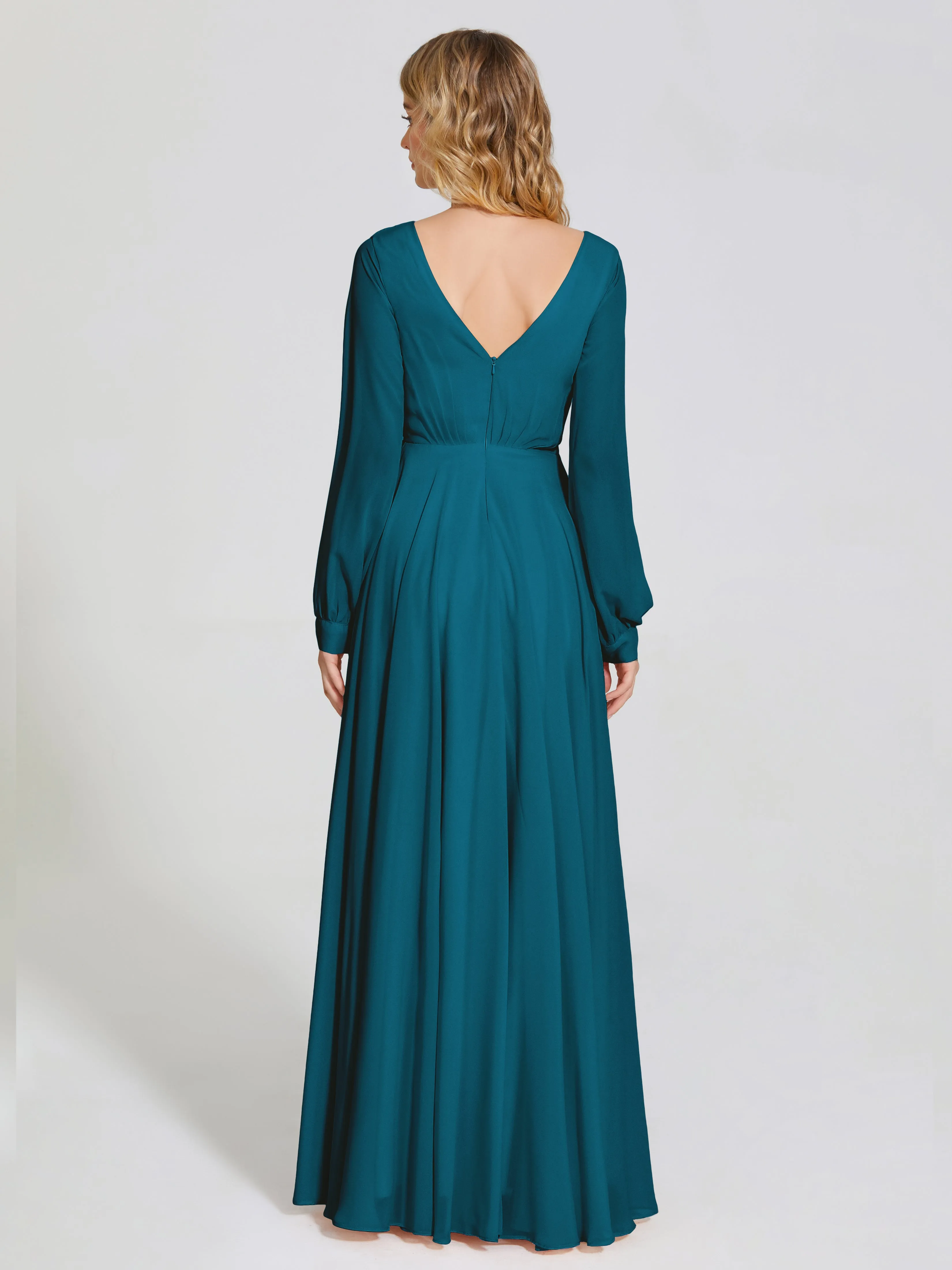 Raegan Simple Long Sleeves Chiffon Bridesmaid Dresses