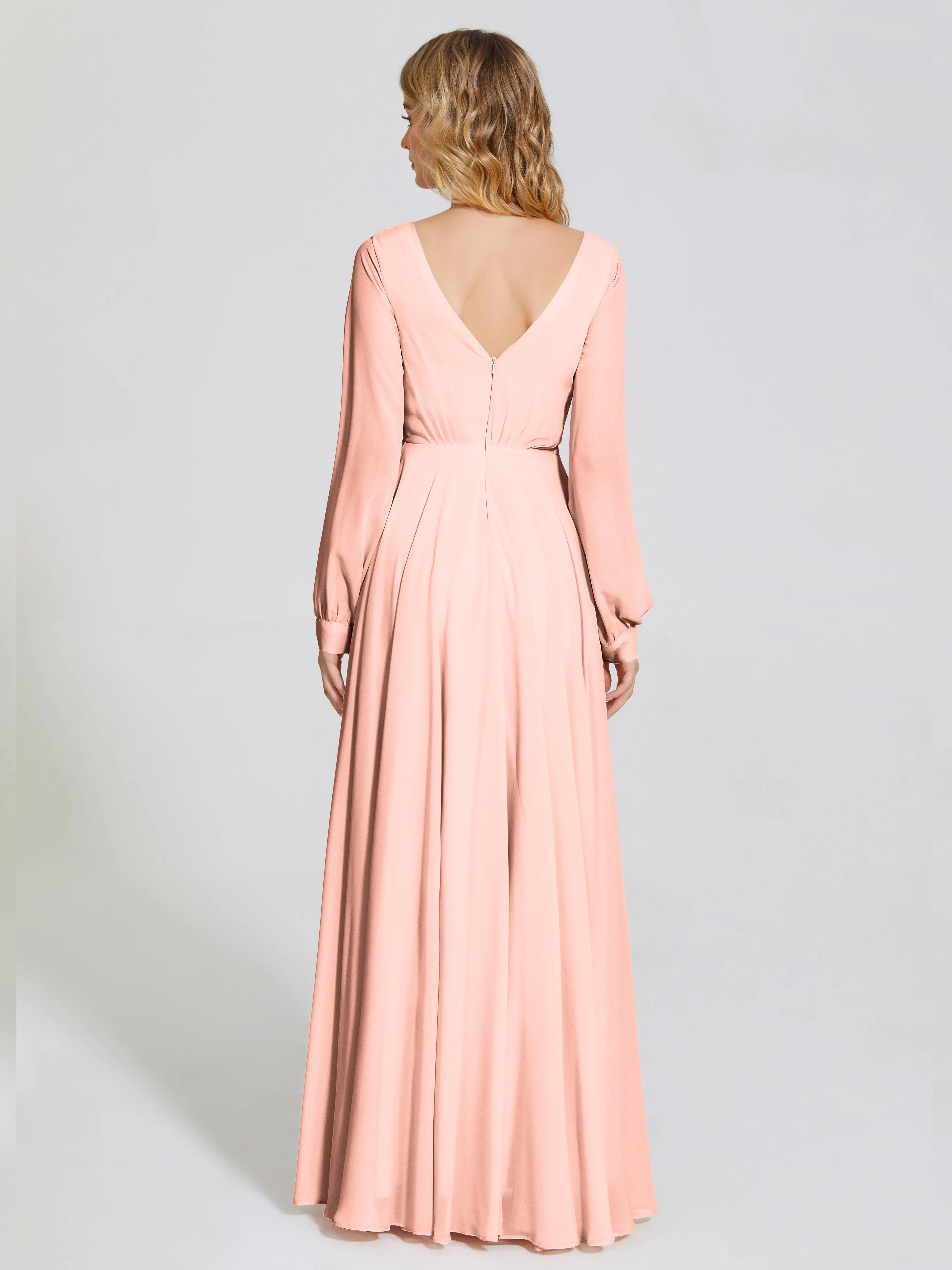 Raegan Simple Long Sleeves Chiffon Bridesmaid Dresses
