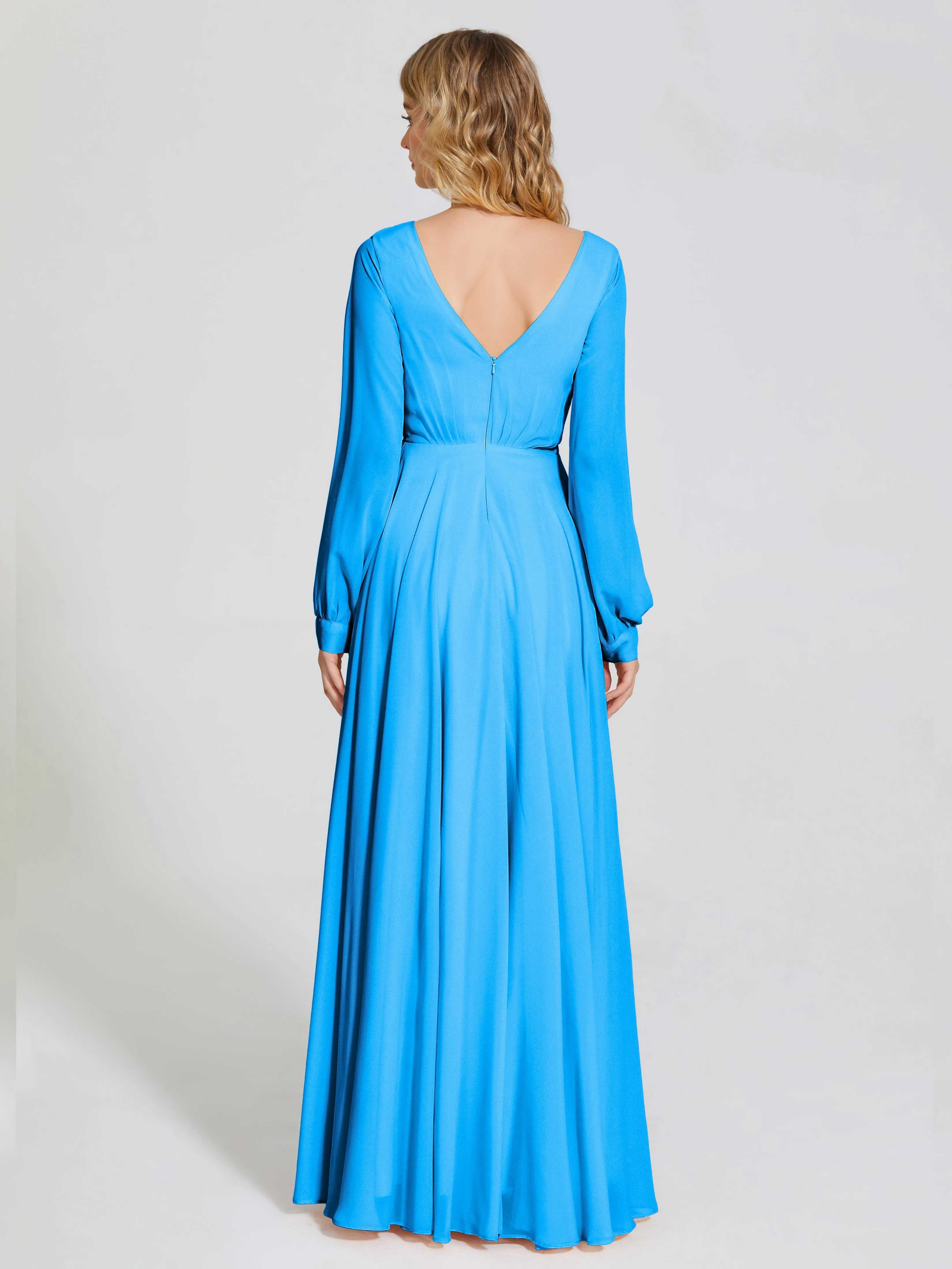 Raegan Simple Long Sleeves Chiffon Bridesmaid Dresses