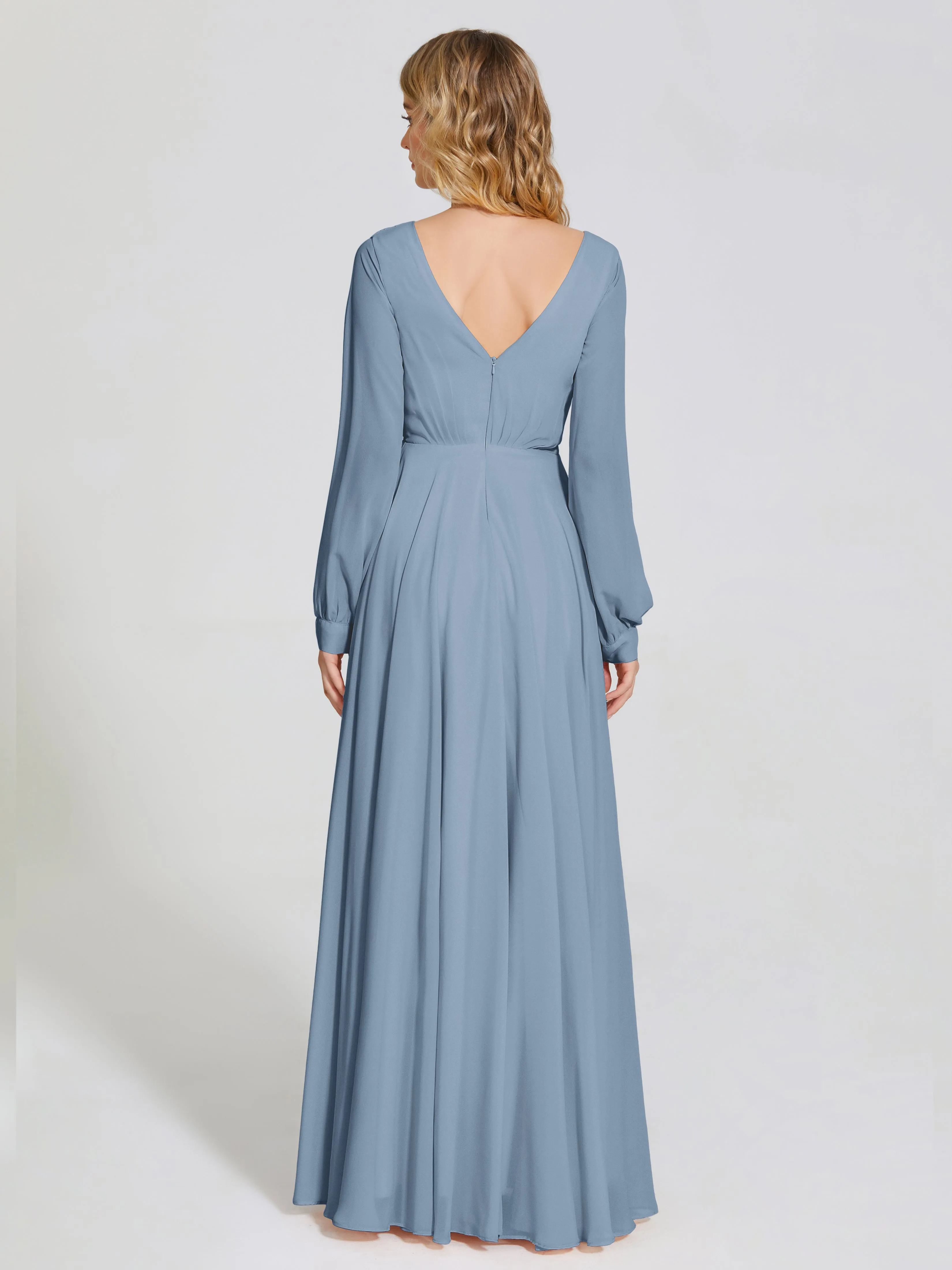 Raegan Simple Long Sleeves Chiffon Bridesmaid Dresses