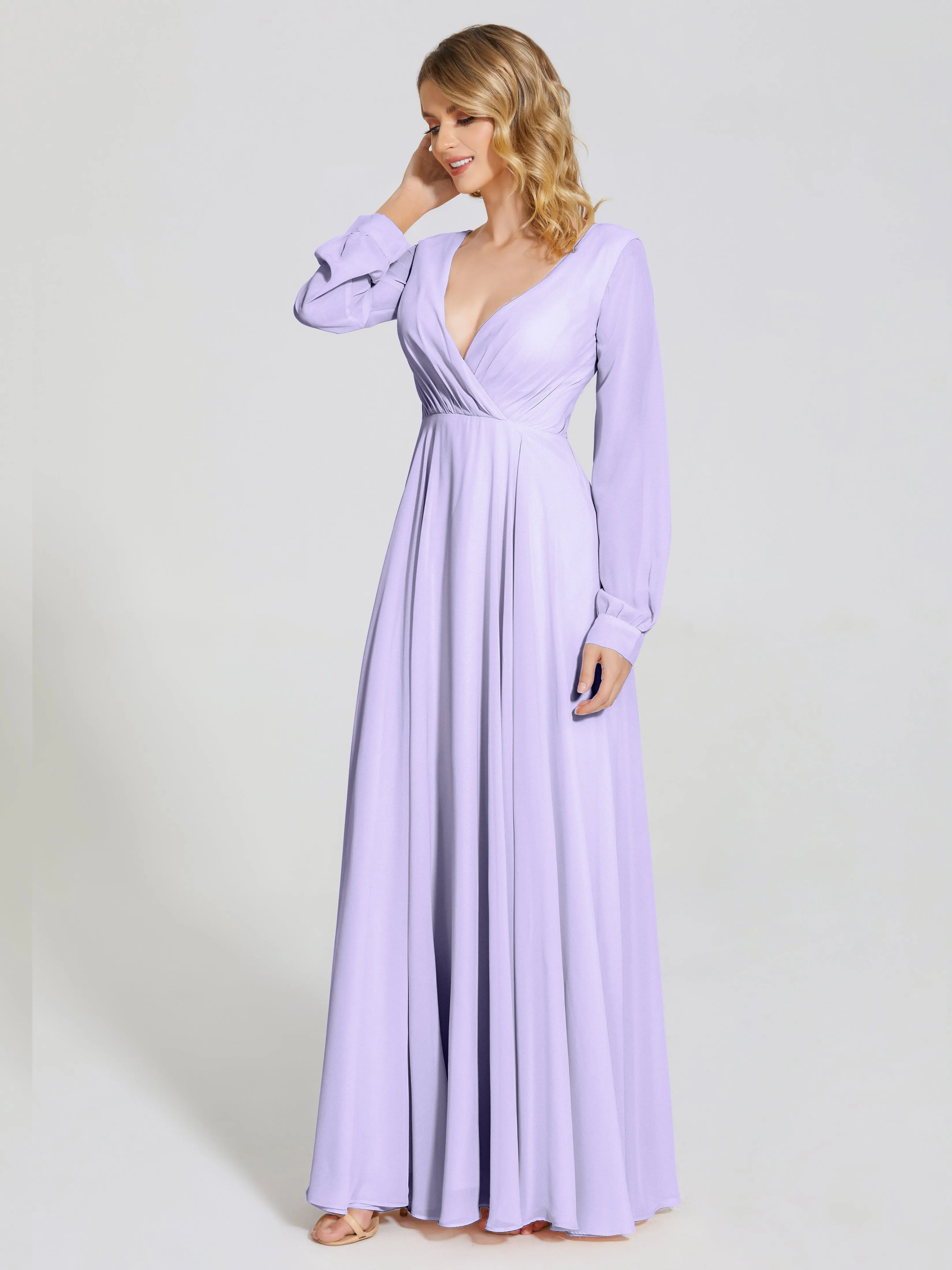 Raegan Simple Long Sleeves Chiffon Bridesmaid Dresses