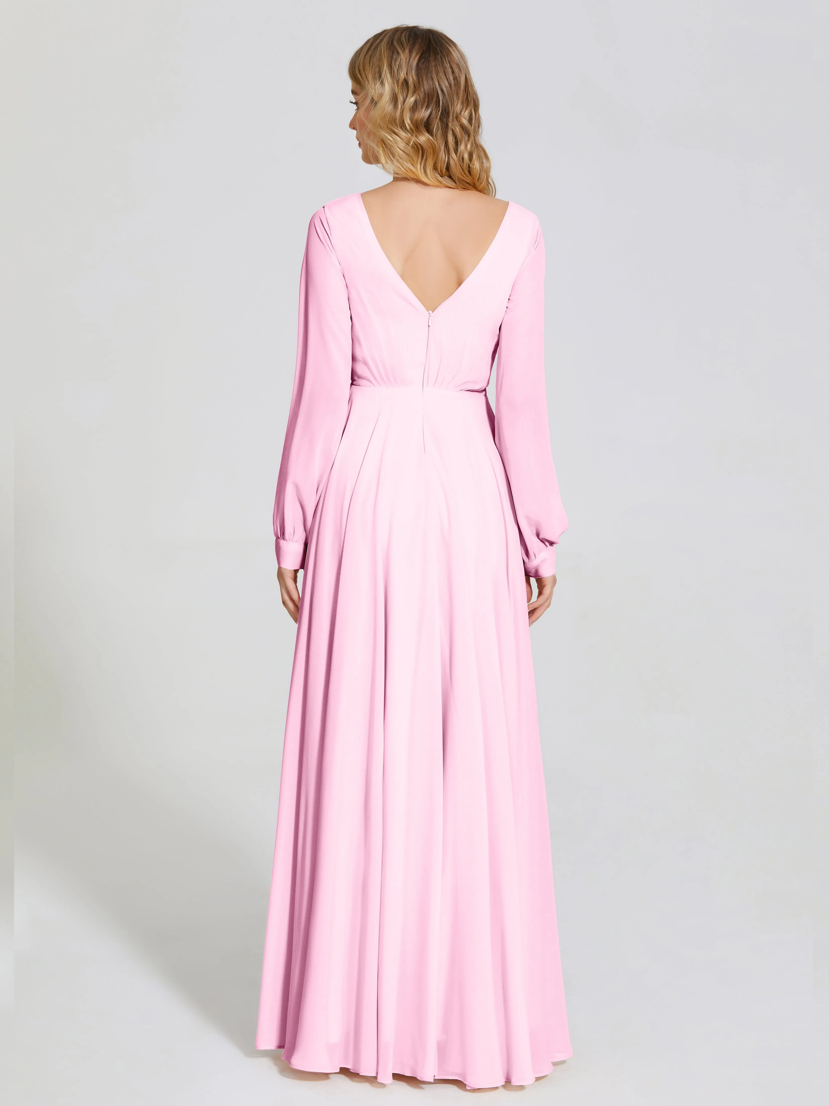Raegan Simple Long Sleeves Chiffon Bridesmaid Dresses