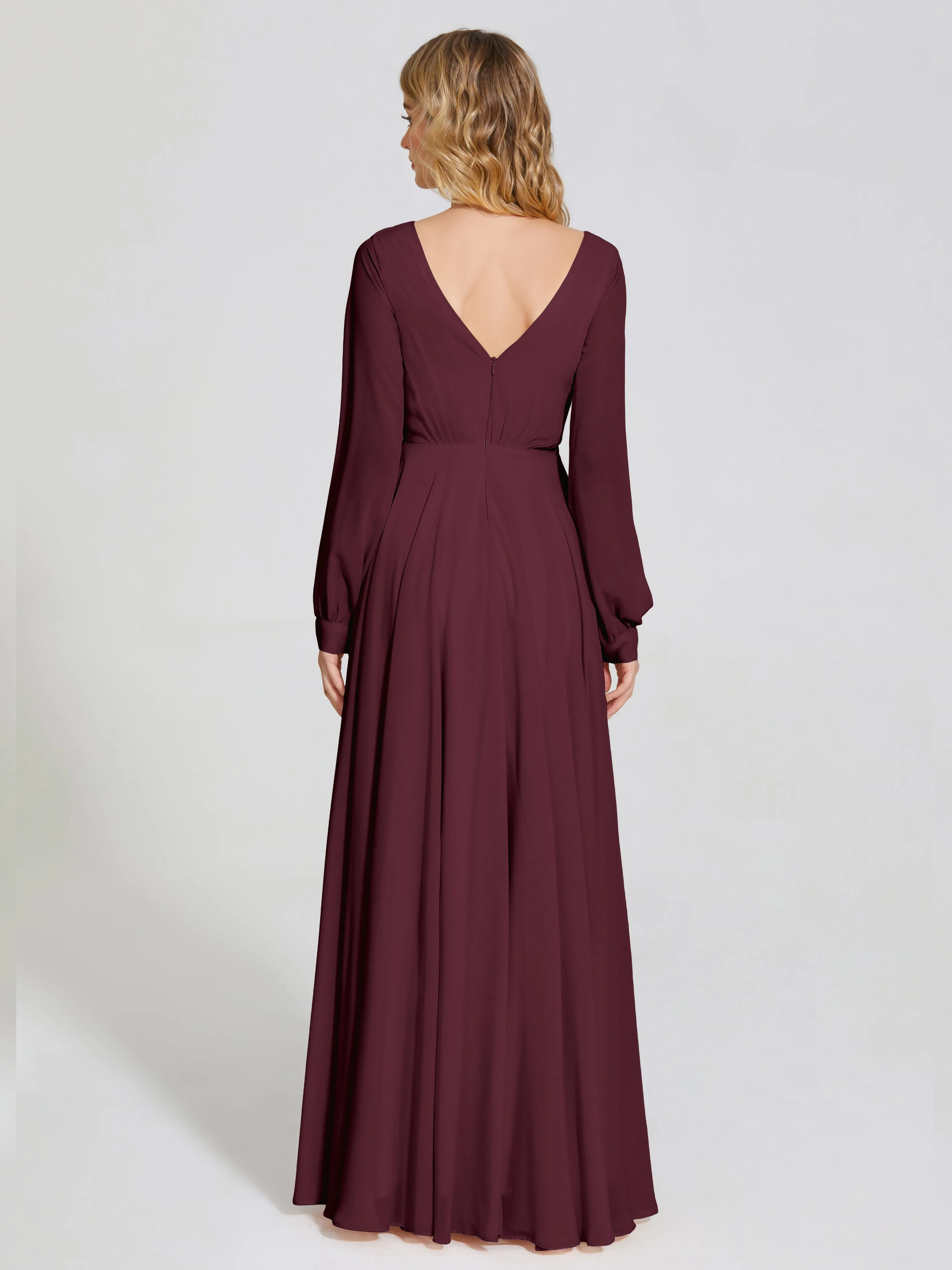 Raegan Simple Long Sleeves Chiffon Bridesmaid Dresses