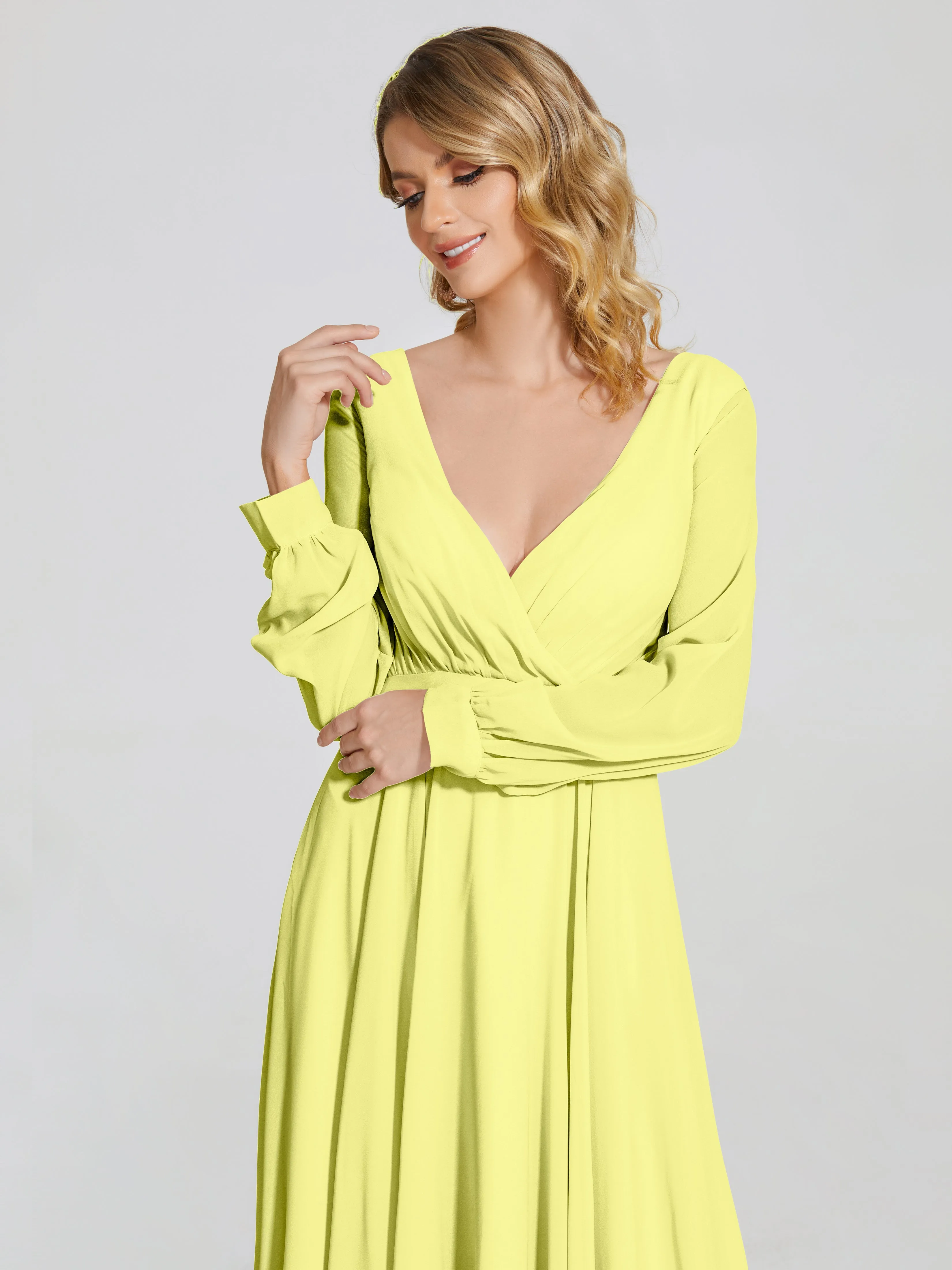 Raegan Simple Long Sleeves Chiffon Bridesmaid Dresses