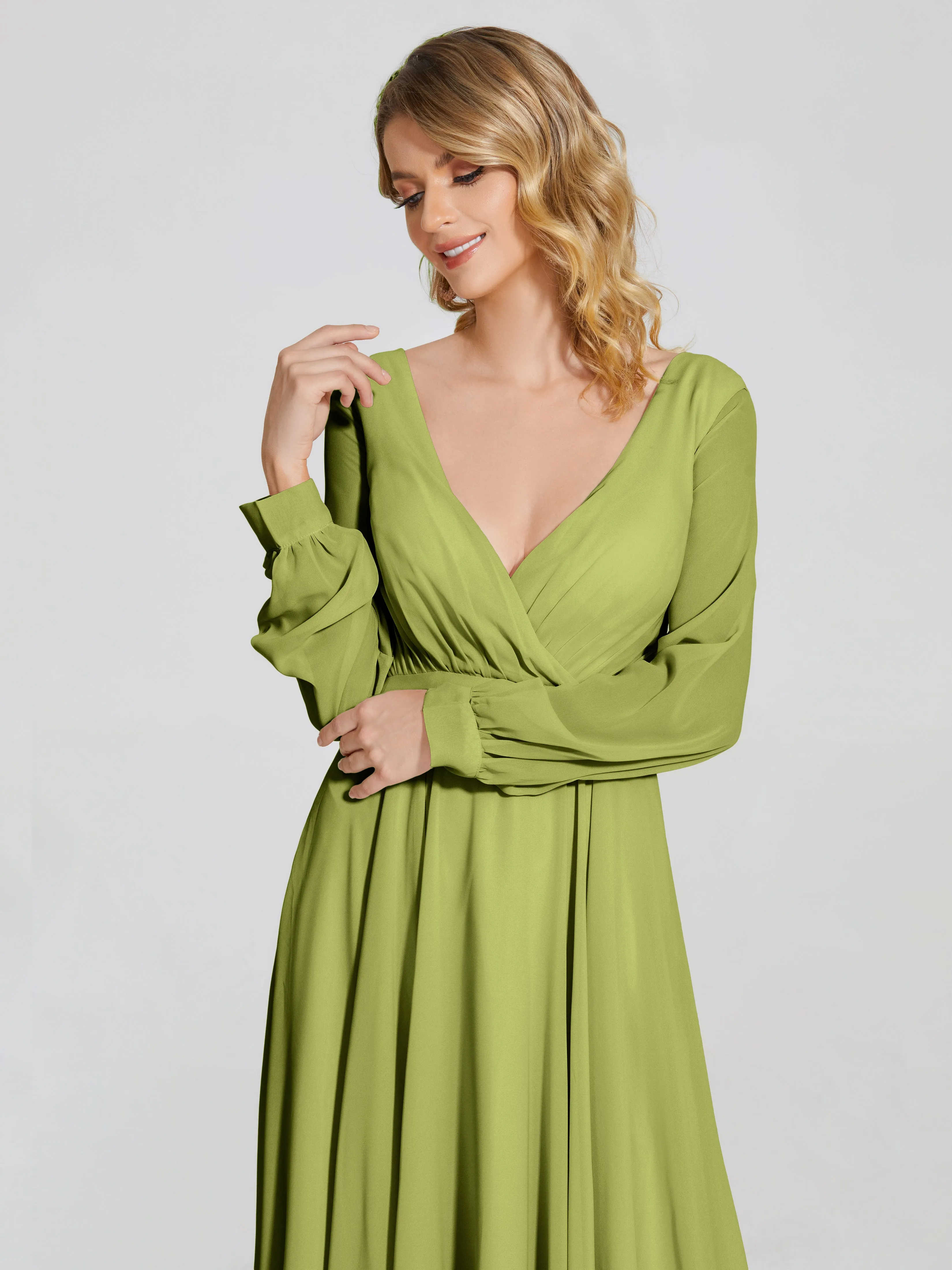 Raegan Simple Long Sleeves Chiffon Bridesmaid Dresses