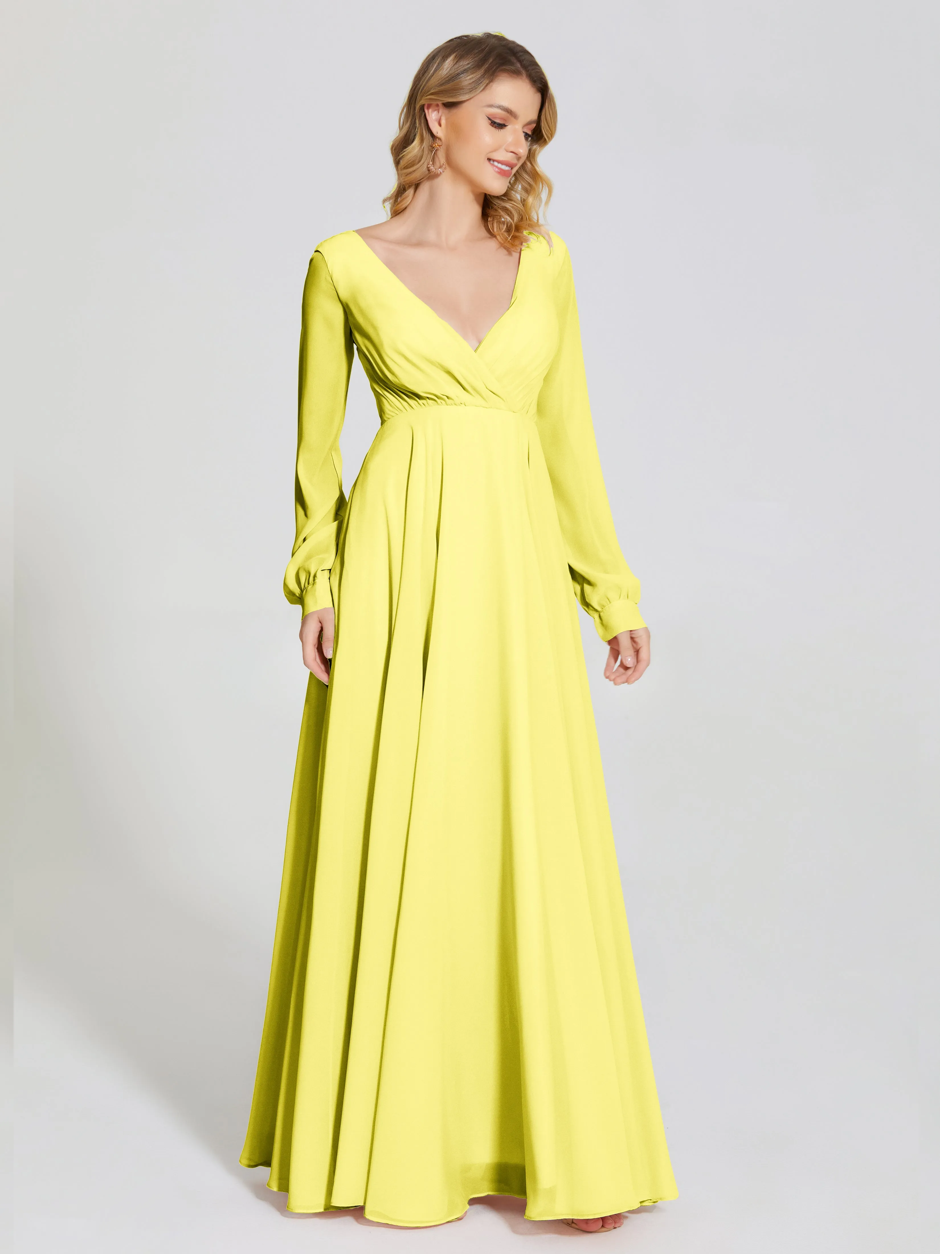Raegan Simple Long Sleeves Chiffon Bridesmaid Dresses