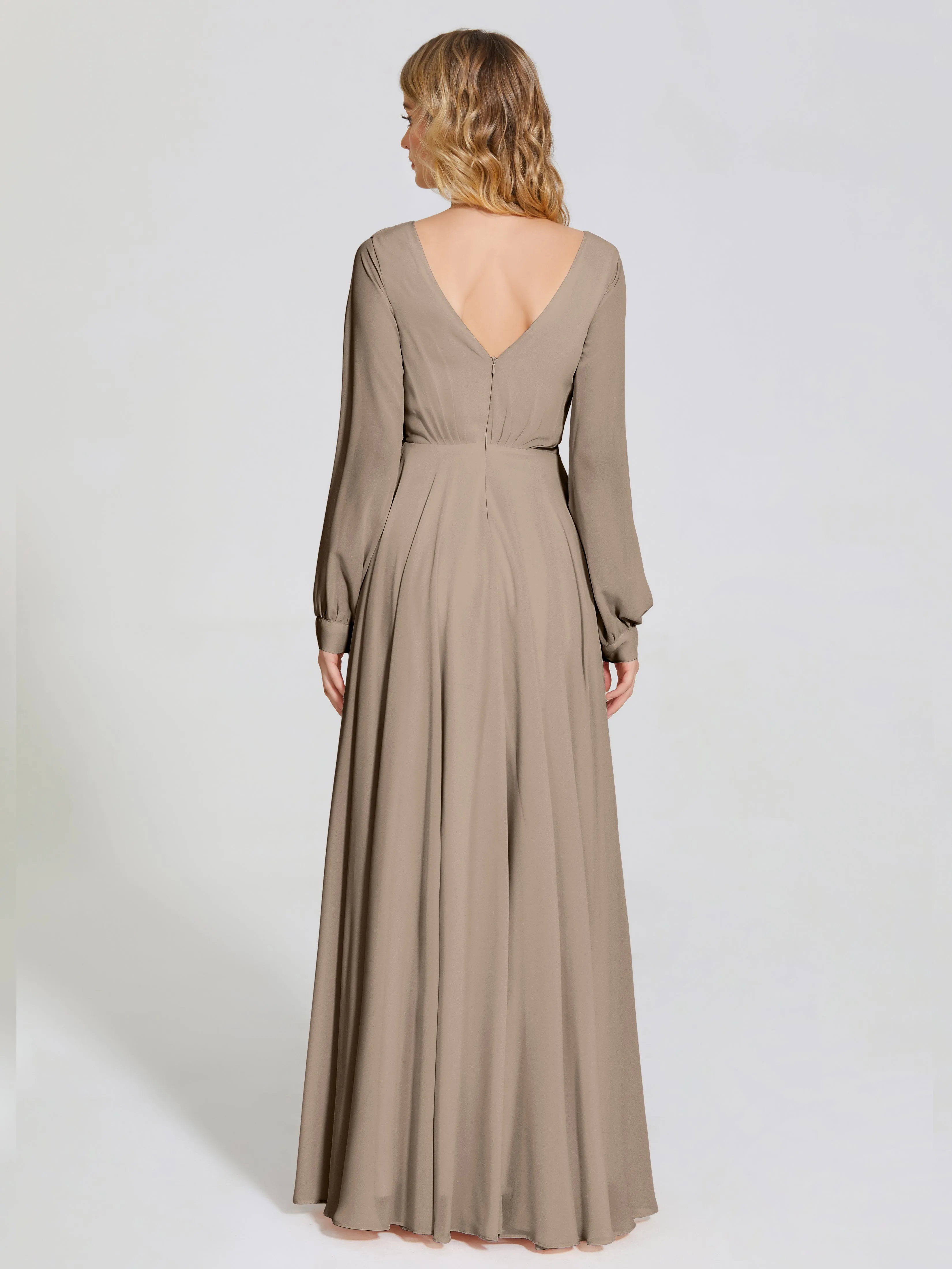Raegan Simple Long Sleeves Chiffon Bridesmaid Dresses