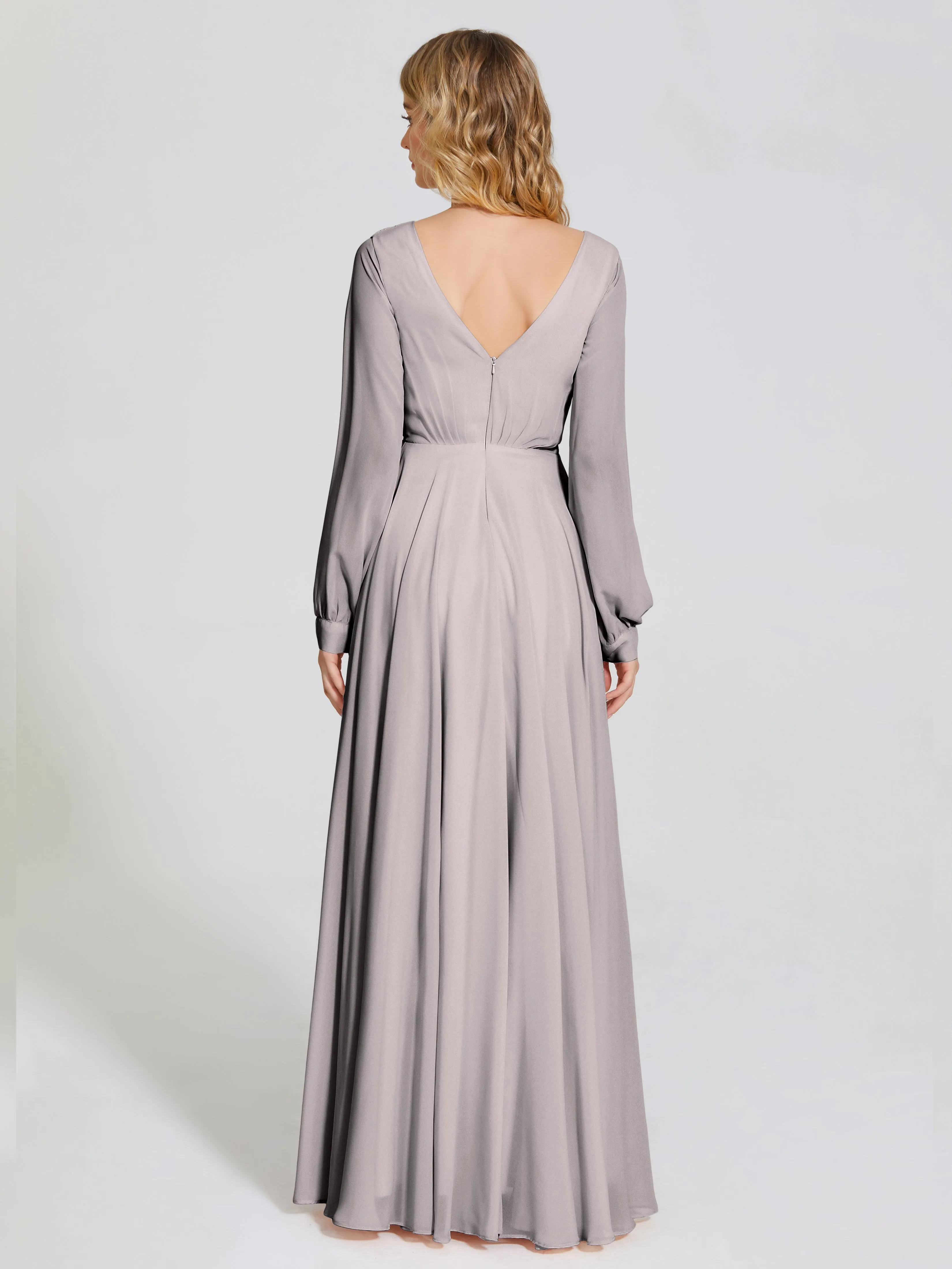 Raegan Simple Long Sleeves Chiffon Bridesmaid Dresses