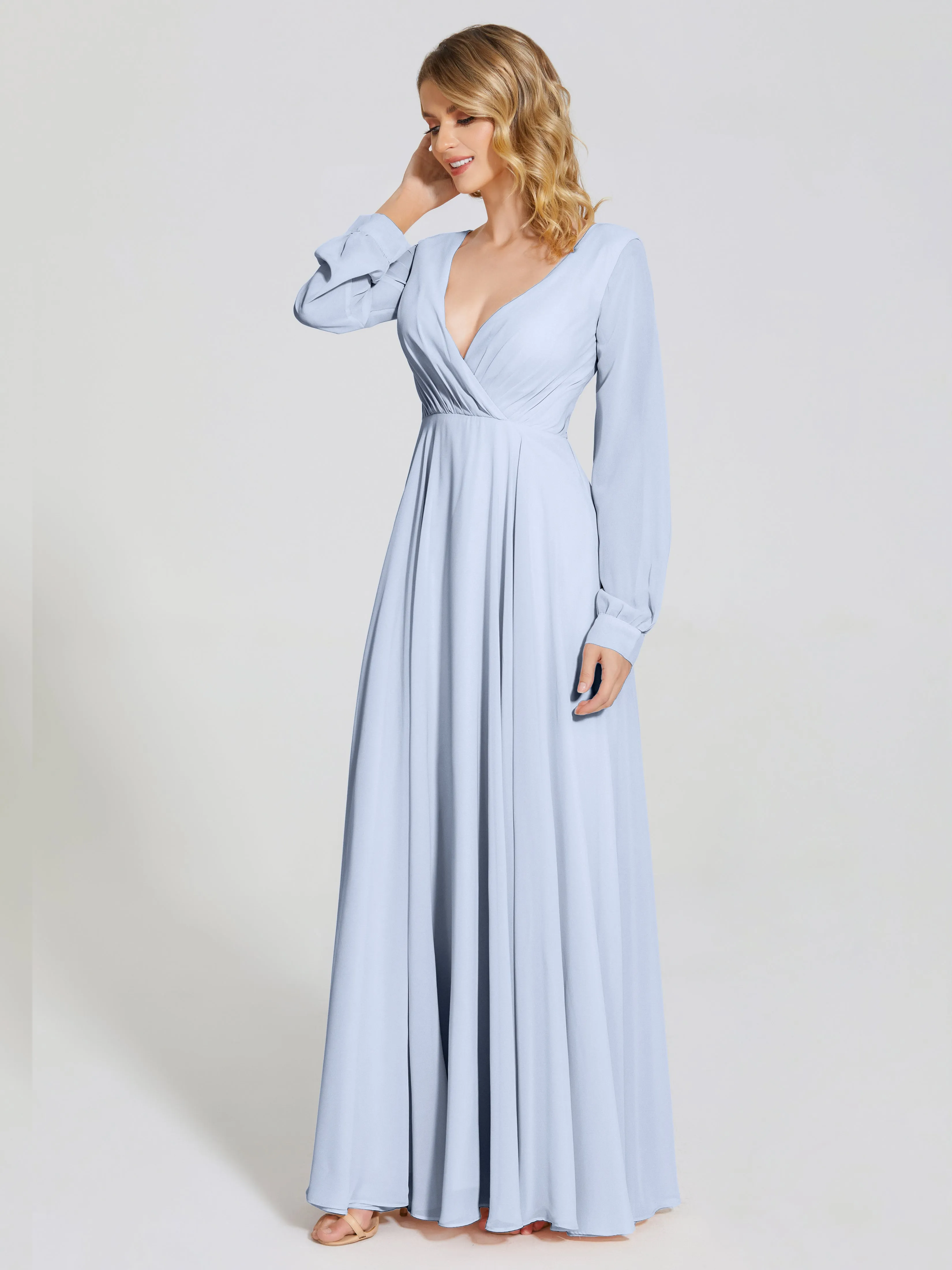 Raegan Simple Long Sleeves Chiffon Bridesmaid Dresses