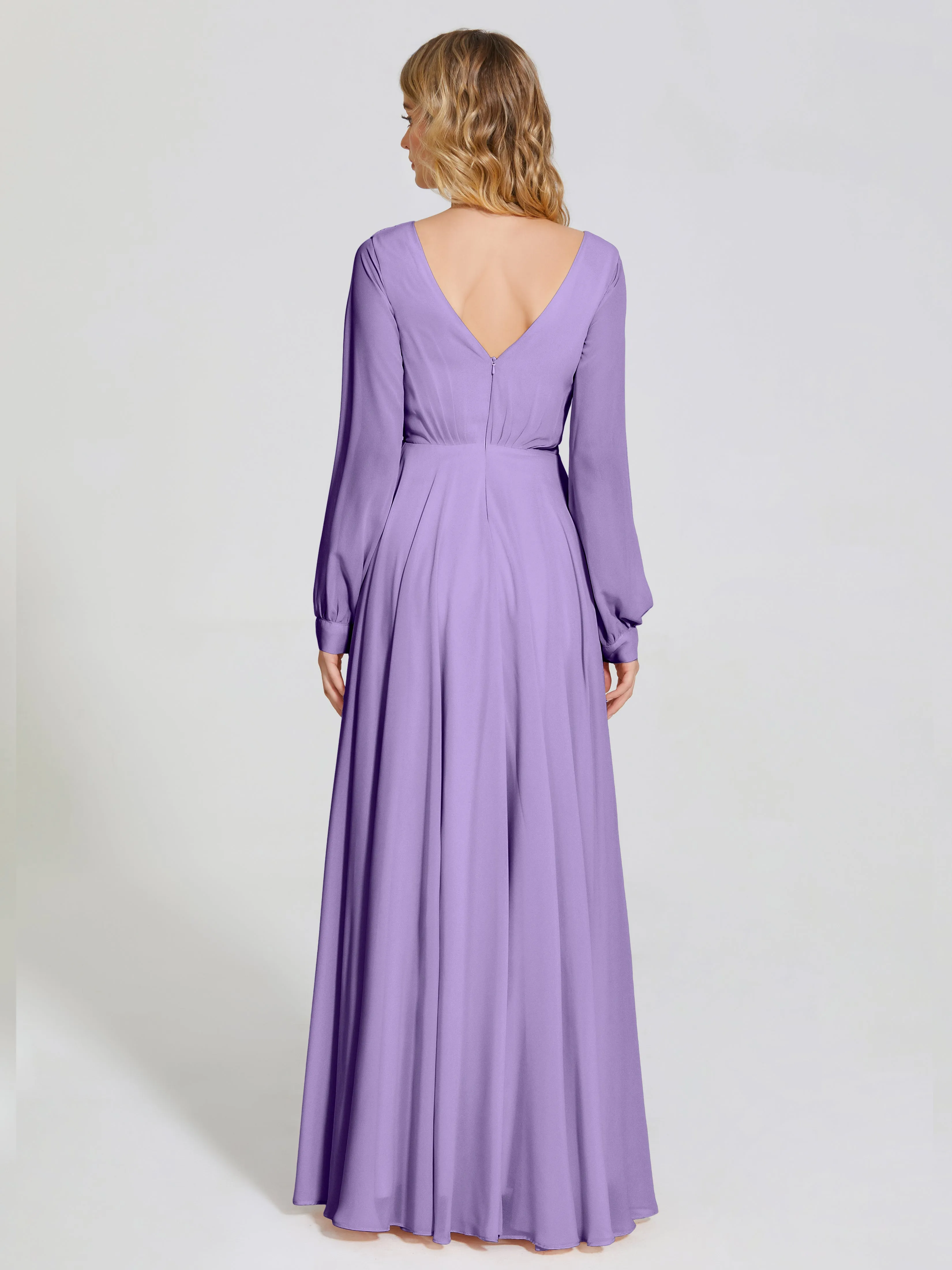 Raegan Simple Long Sleeves Chiffon Bridesmaid Dresses