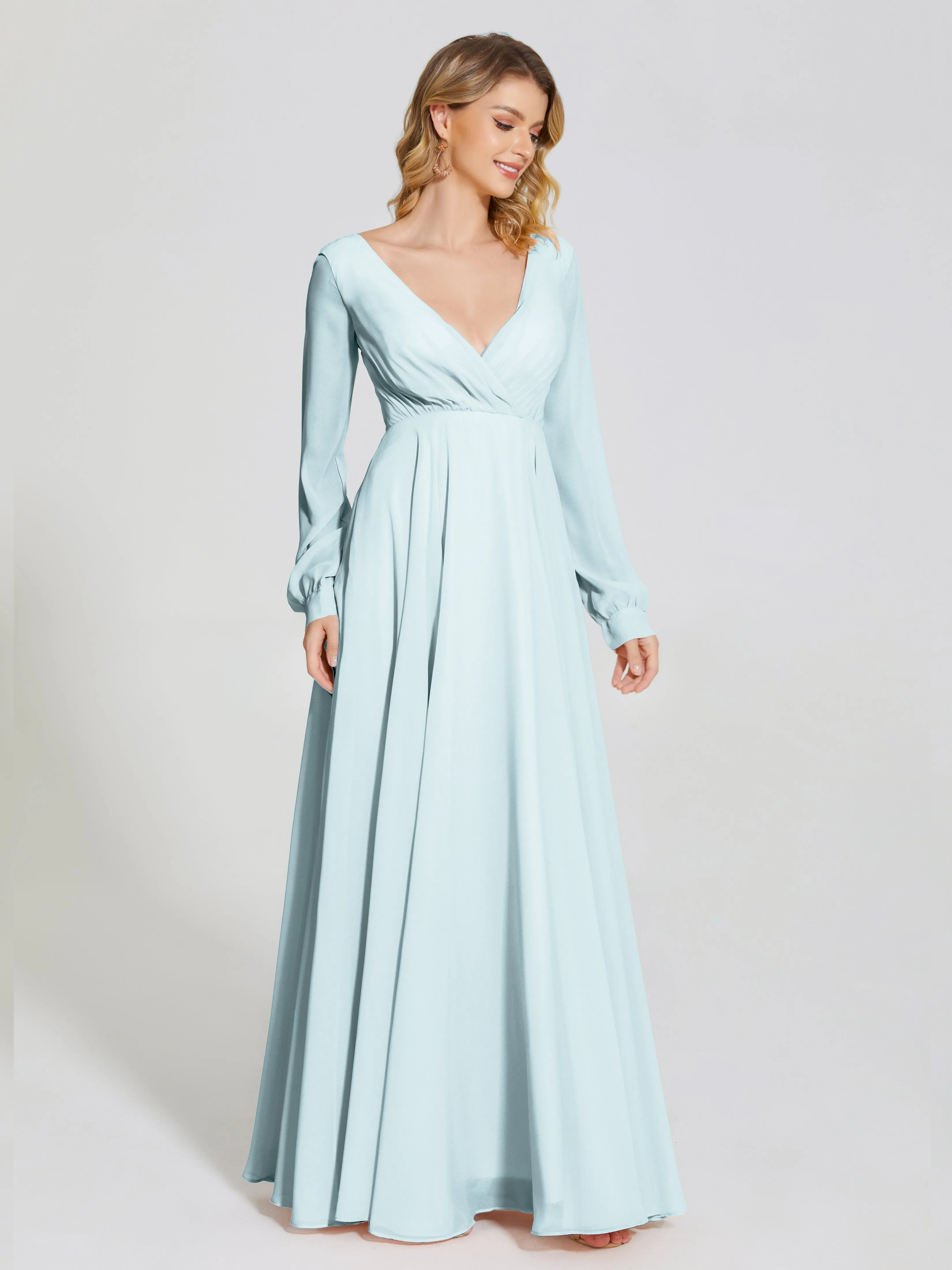 Raegan Simple Long Sleeves Chiffon Bridesmaid Dresses
