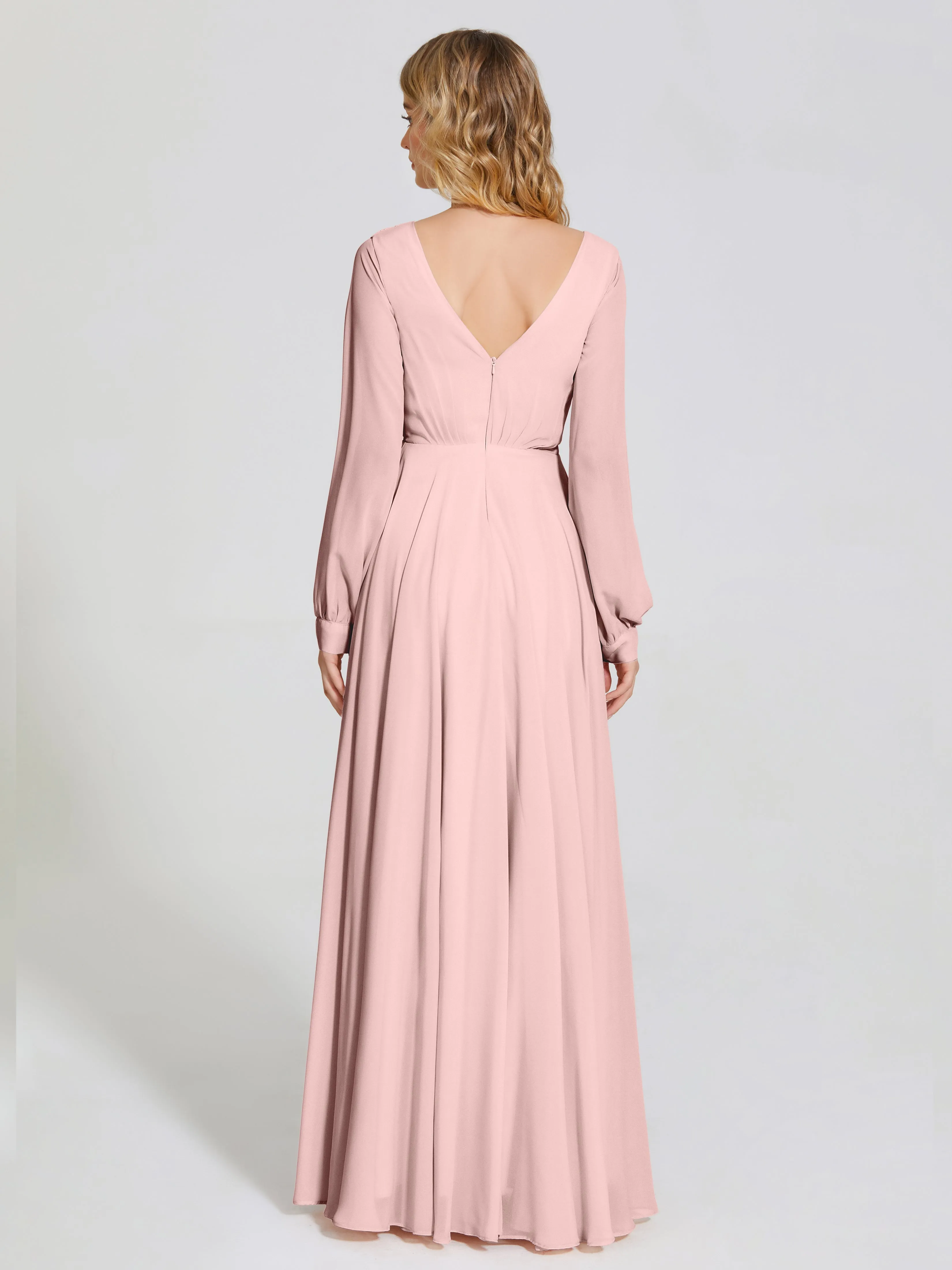 Raegan Simple Long Sleeves Chiffon Bridesmaid Dresses
