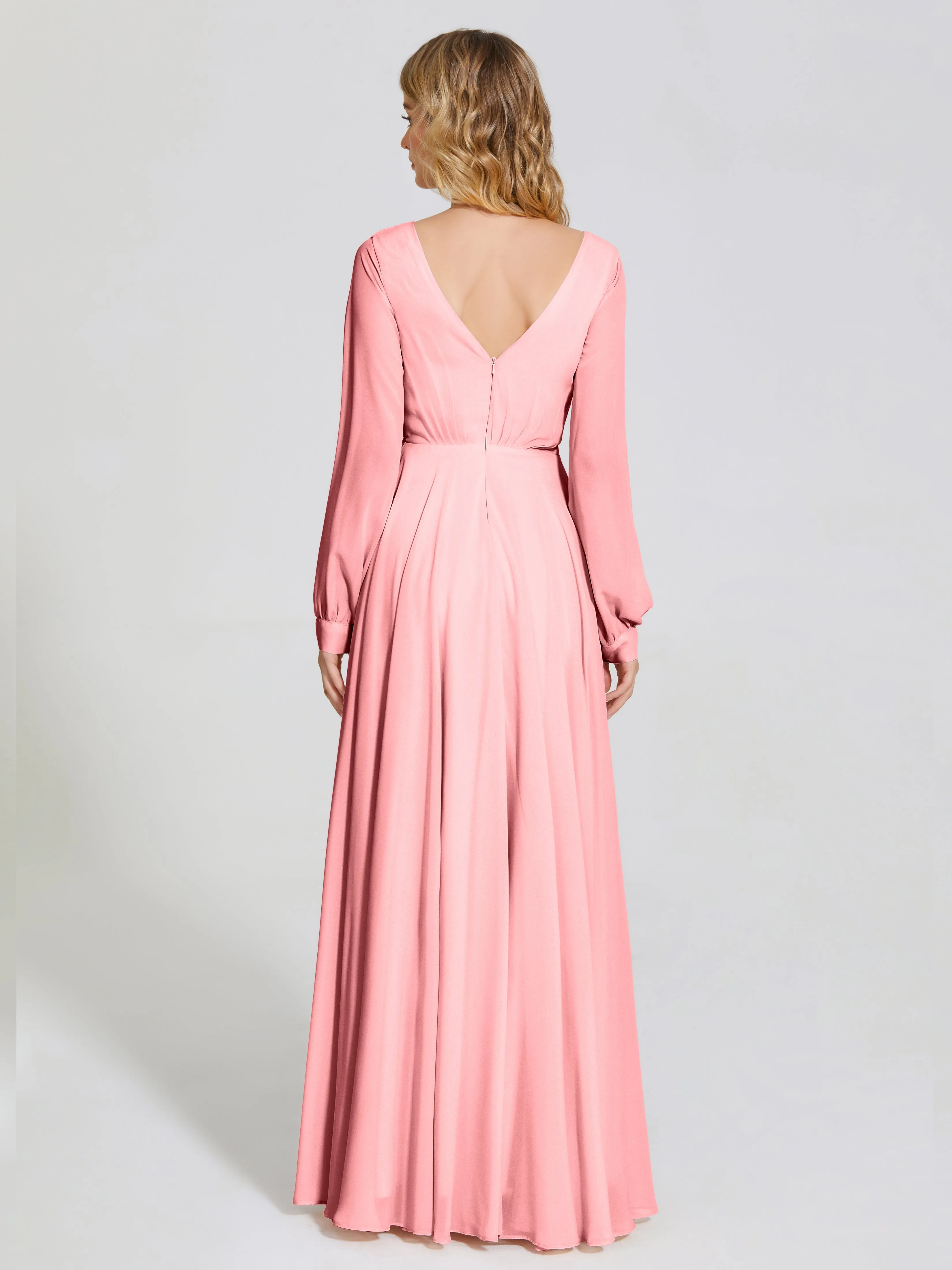 Raegan Simple Long Sleeves Chiffon Bridesmaid Dresses