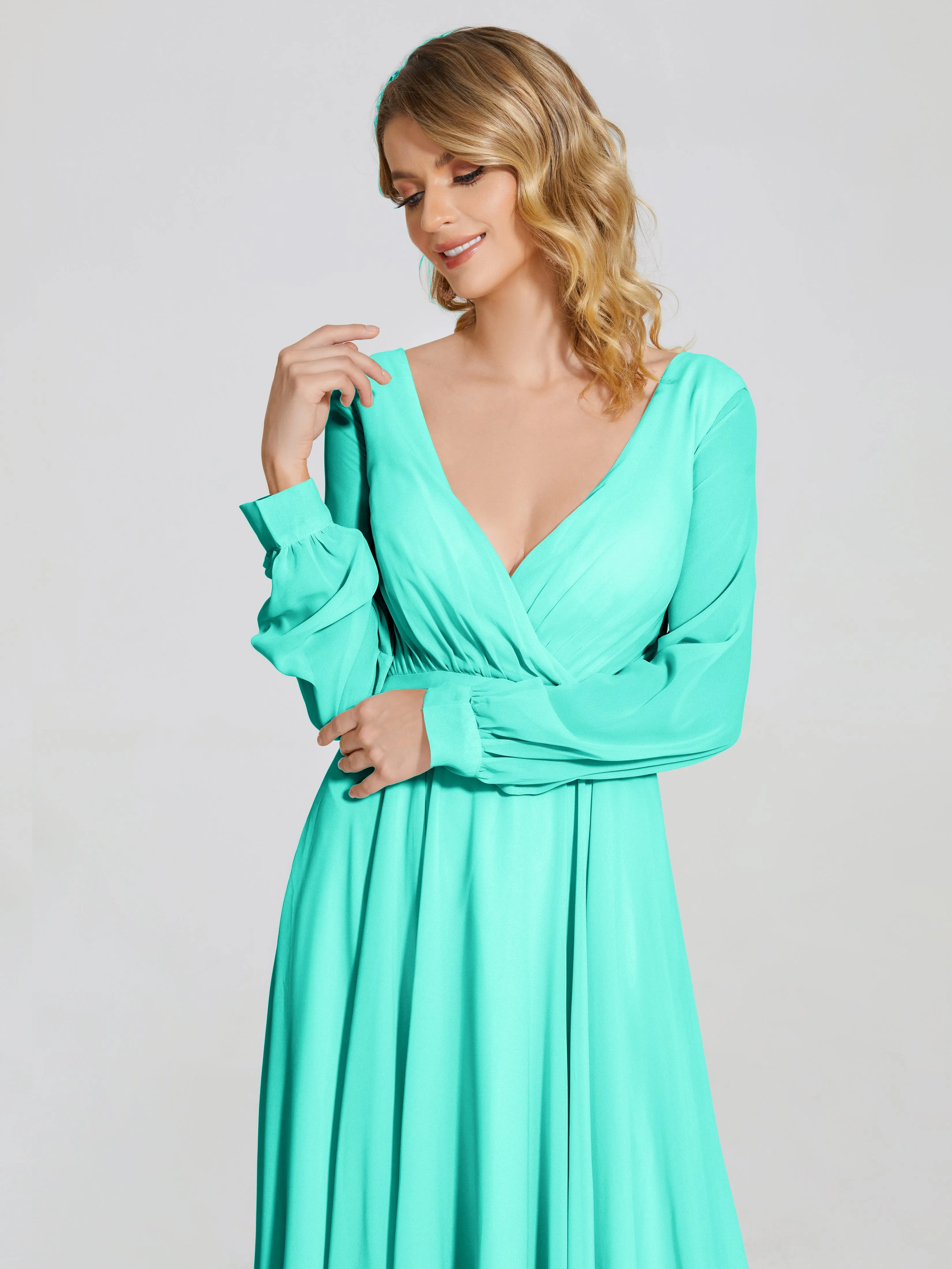 Raegan Simple Long Sleeves Chiffon Bridesmaid Dresses