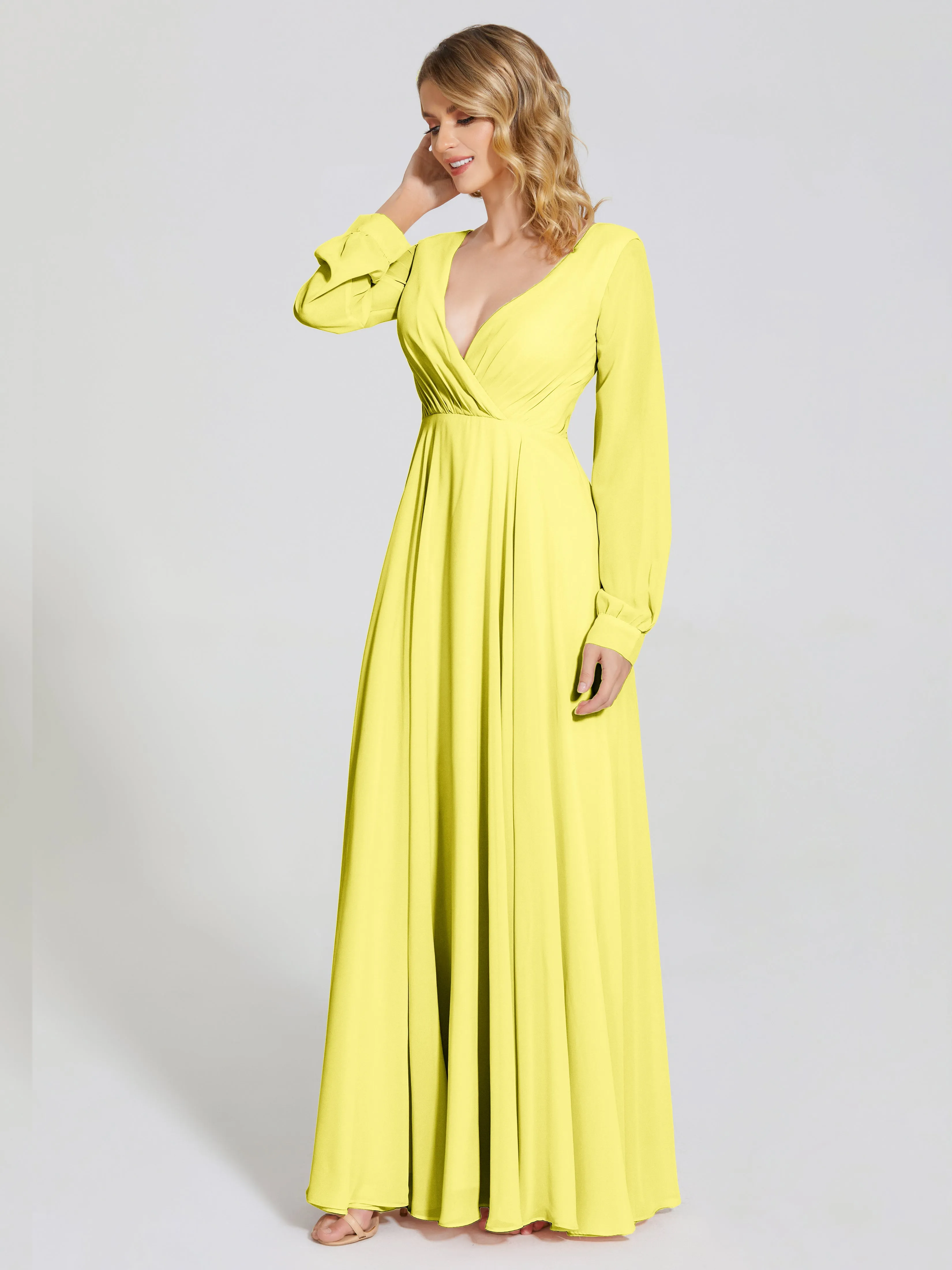 Raegan Simple Long Sleeves Chiffon Bridesmaid Dresses