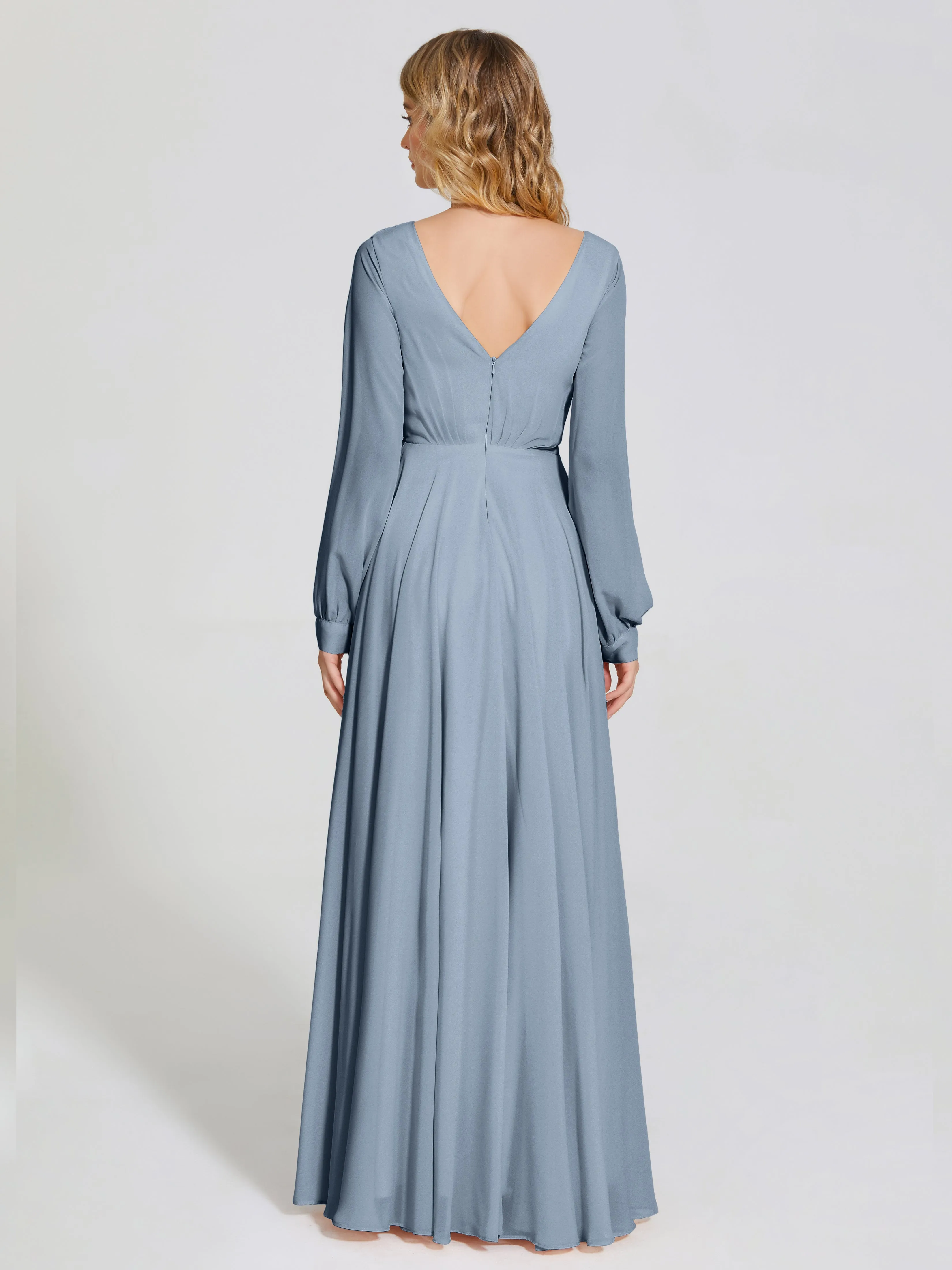 Raegan Simple Long Sleeves Chiffon Bridesmaid Dresses