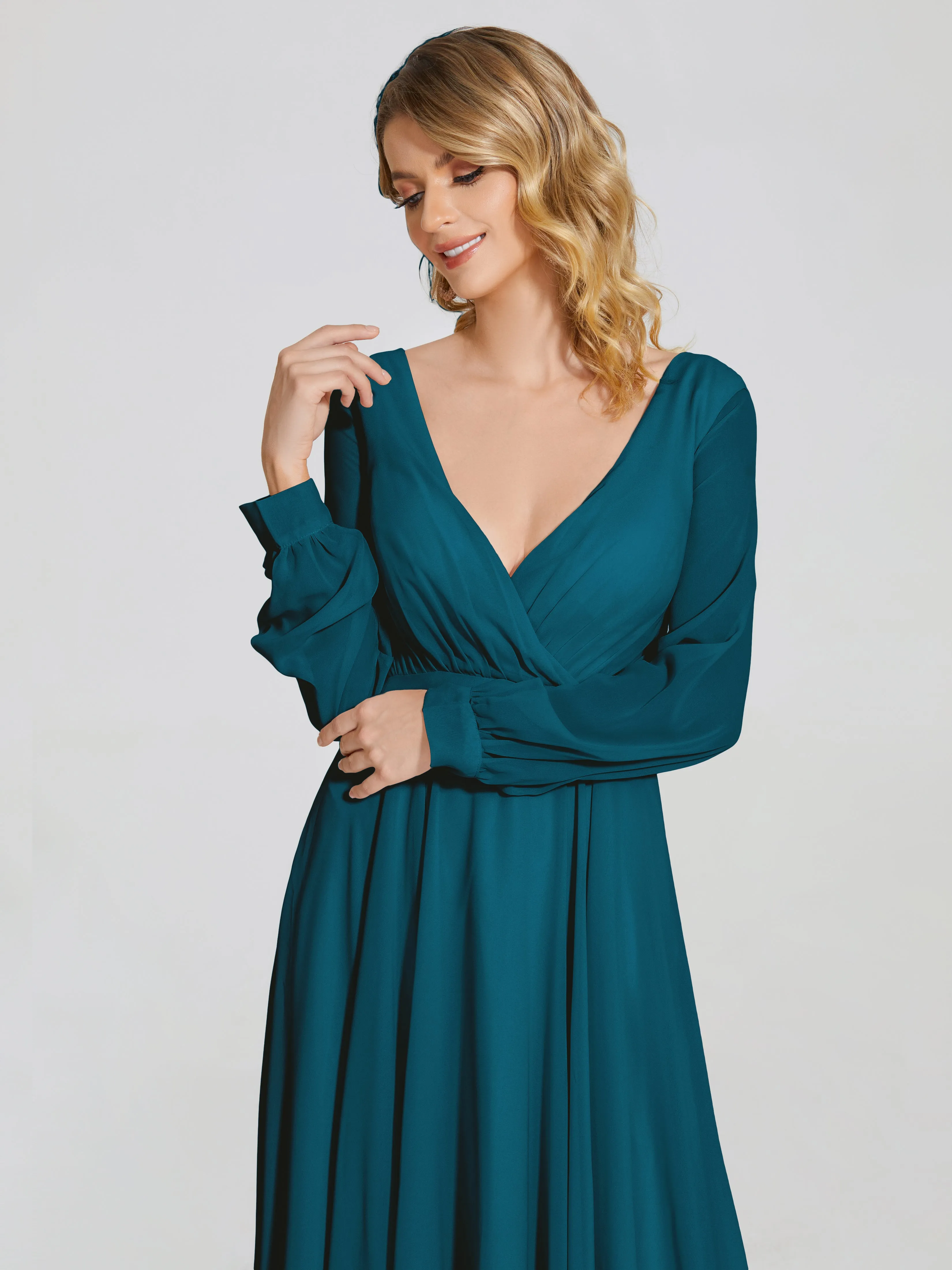 Raegan Simple Long Sleeves Chiffon Bridesmaid Dresses