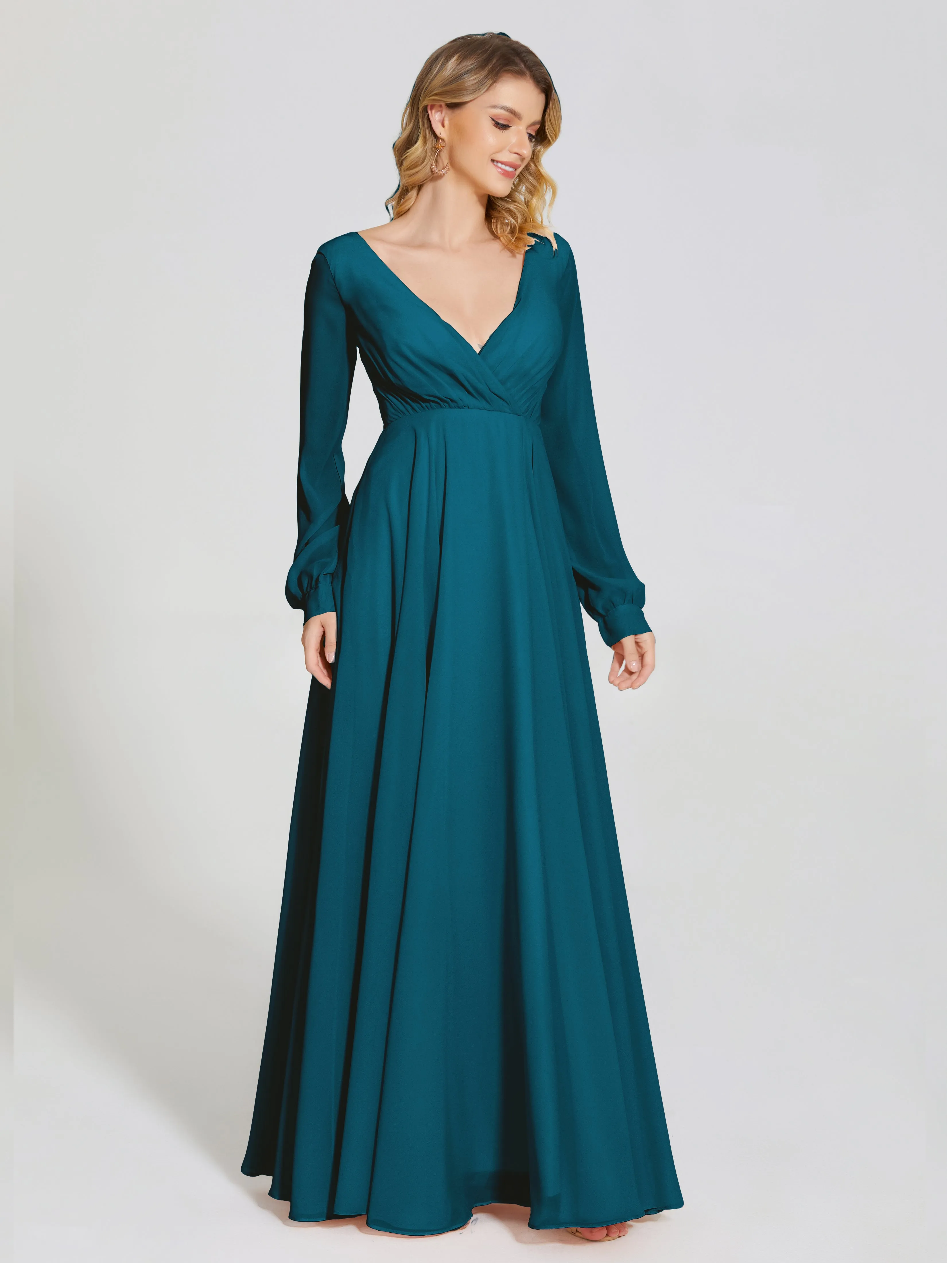 Raegan Simple Long Sleeves Chiffon Bridesmaid Dresses