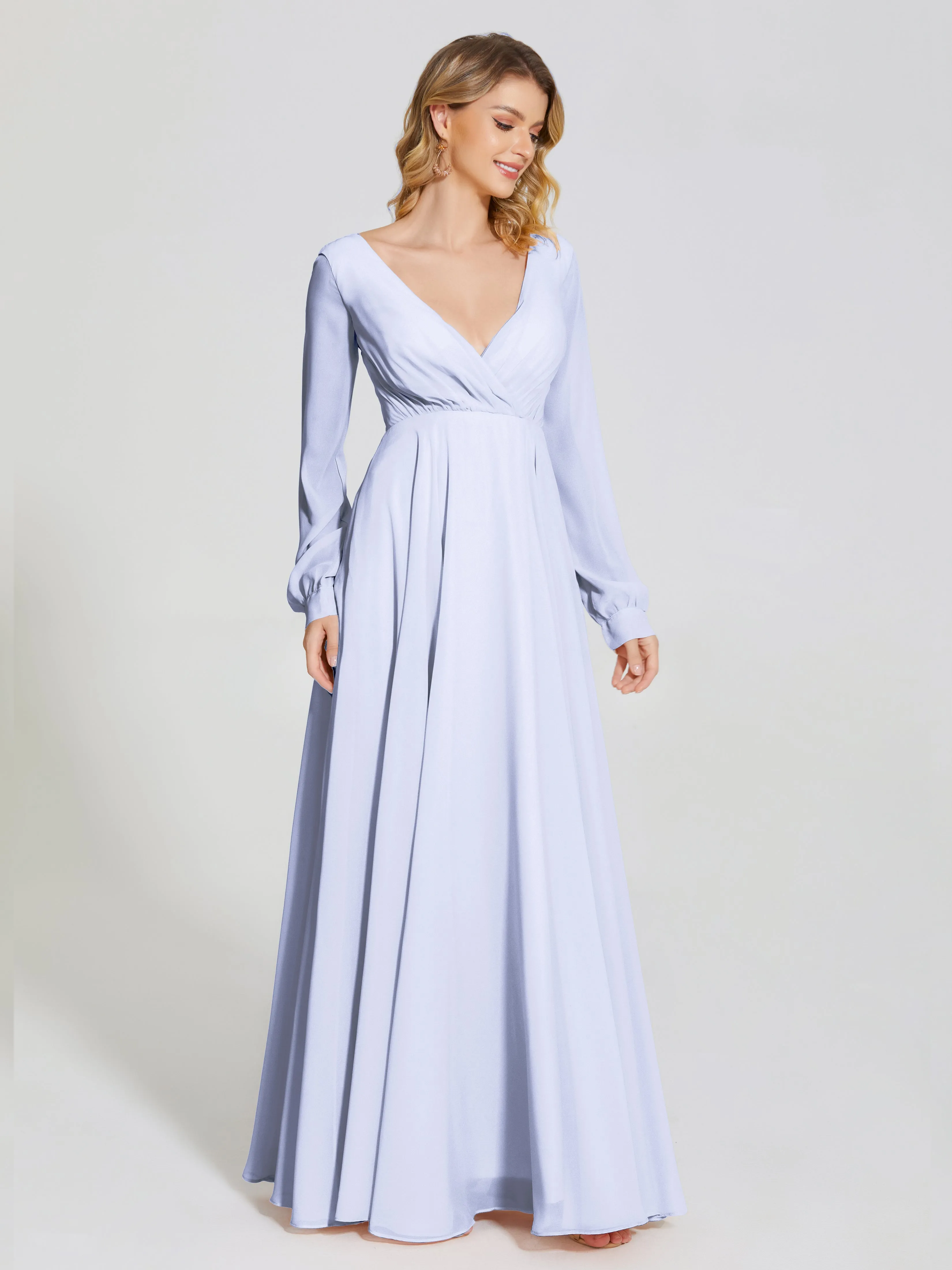 Raegan Simple Long Sleeves Chiffon Bridesmaid Dresses