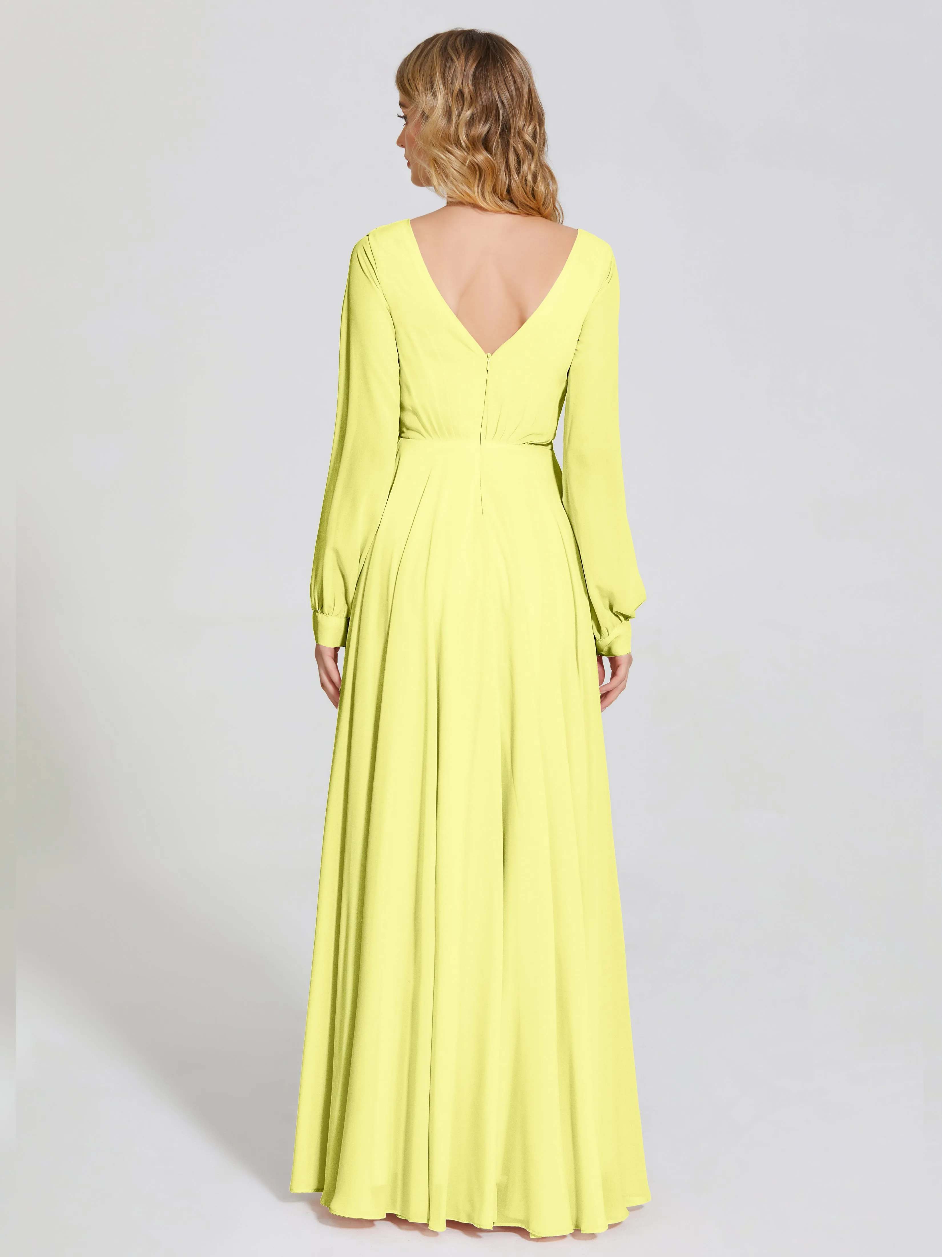 Raegan Simple Long Sleeves Chiffon Bridesmaid Dresses