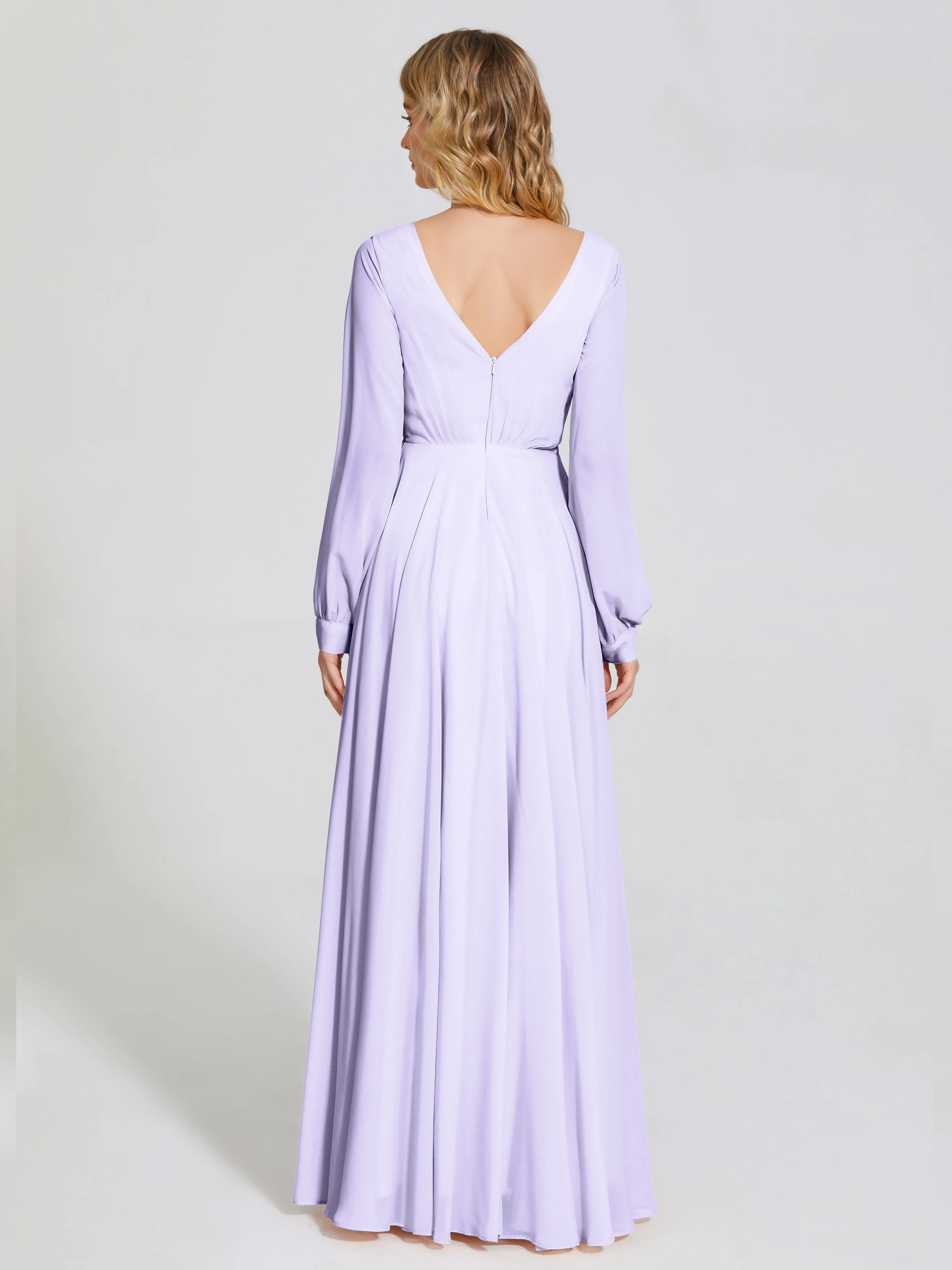 Raegan Simple Long Sleeves Chiffon Bridesmaid Dresses