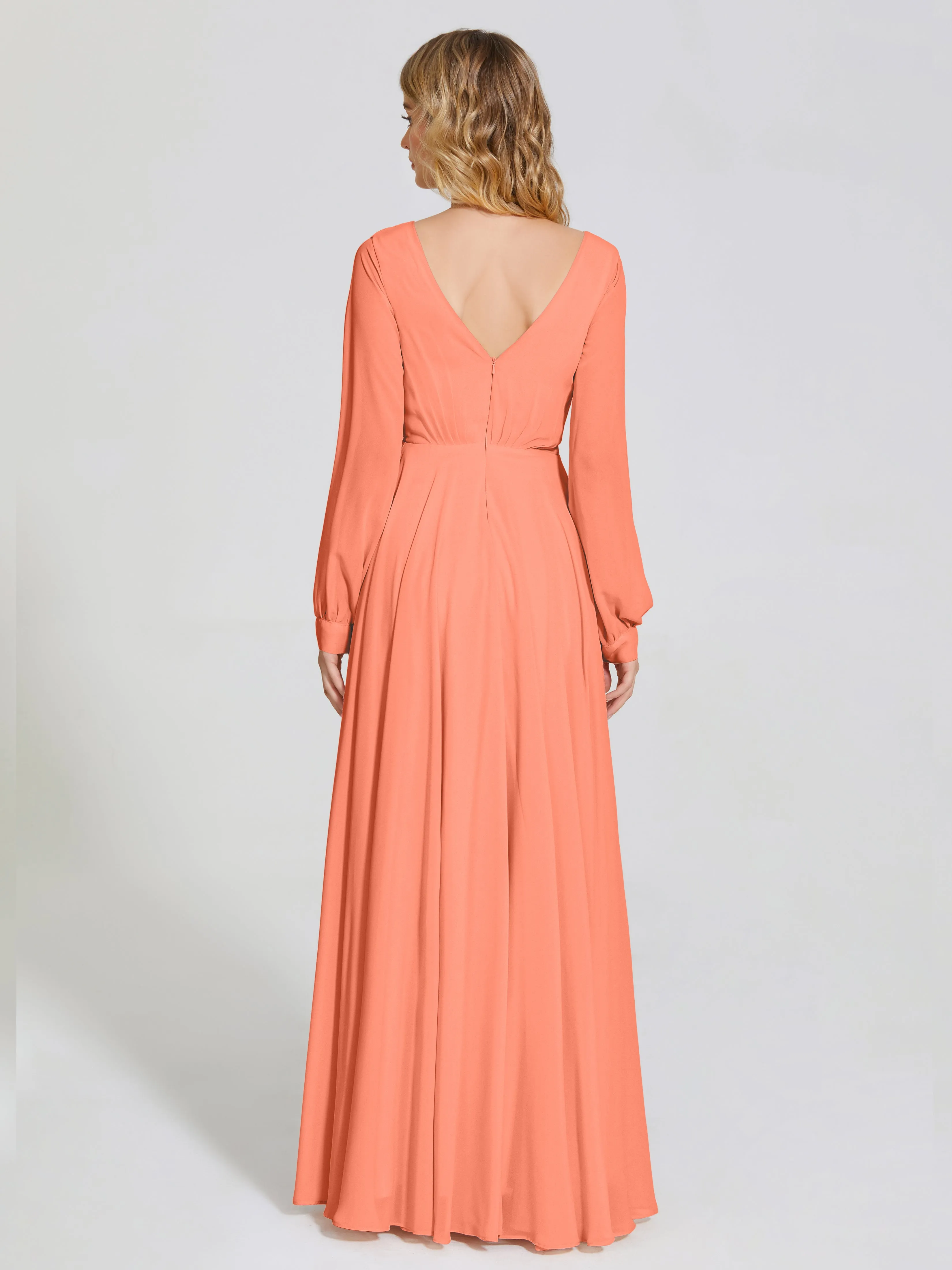 Raegan Simple Long Sleeves Chiffon Bridesmaid Dresses