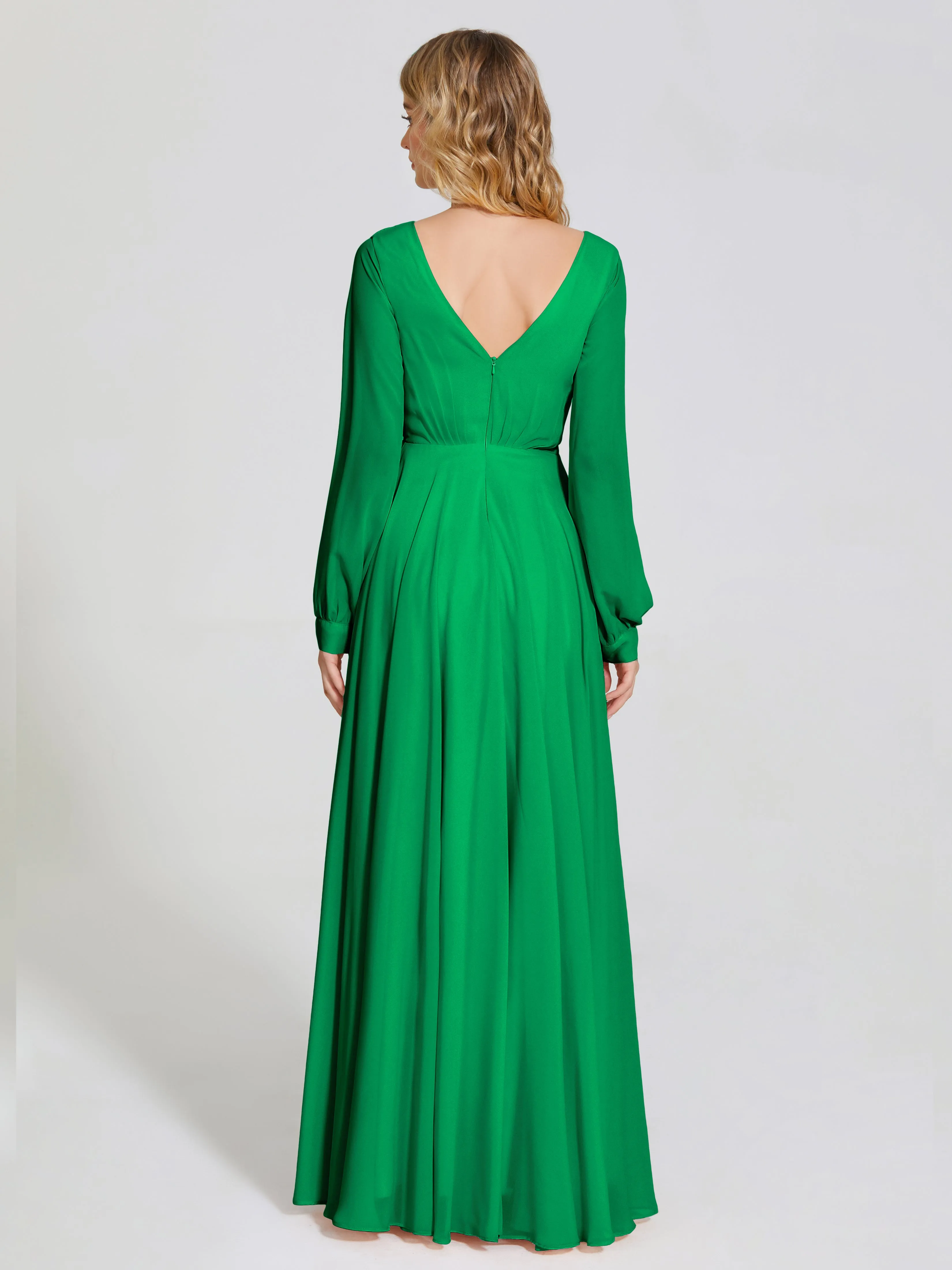 Raegan Simple Long Sleeves Chiffon Bridesmaid Dresses