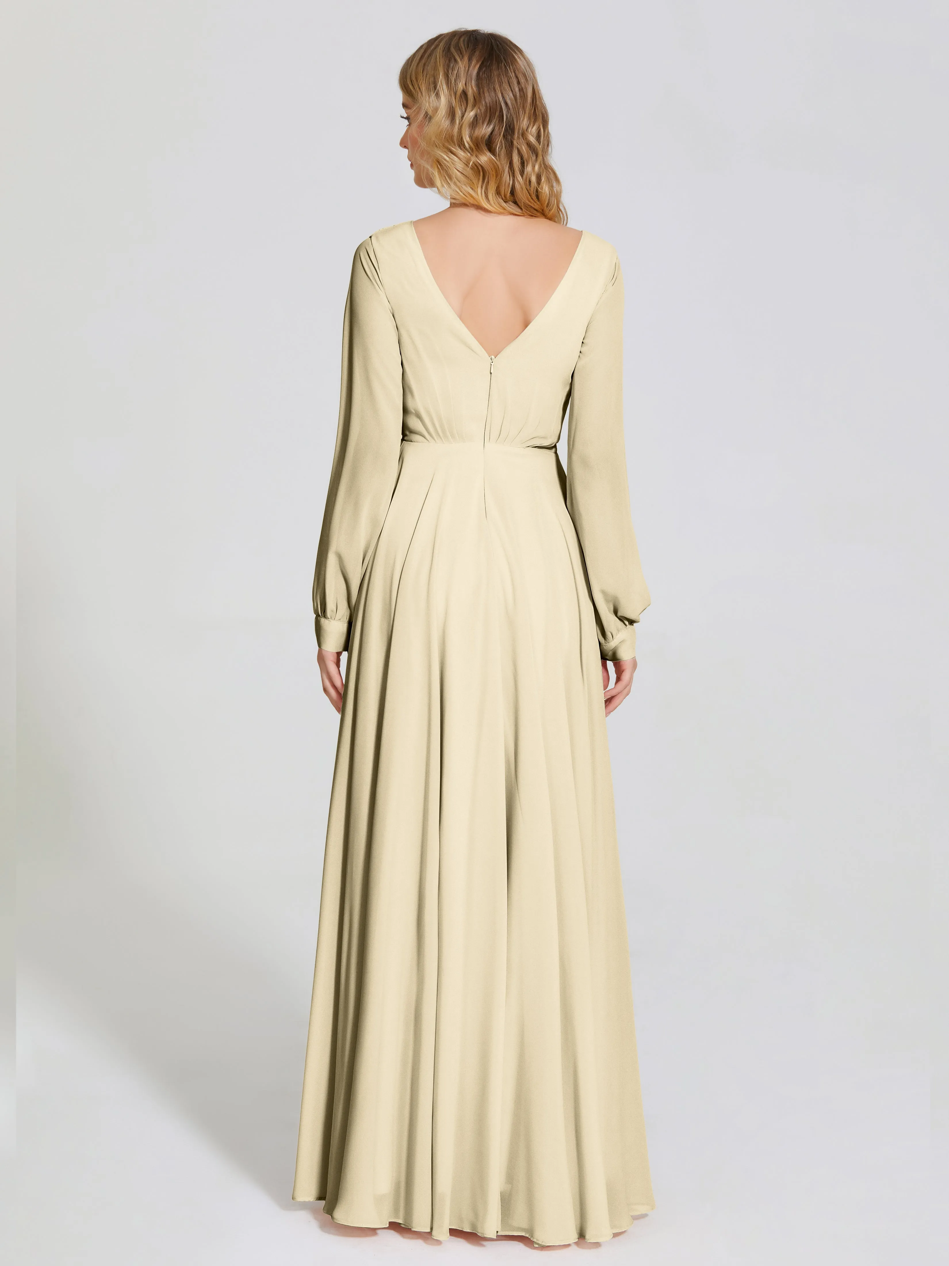 Raegan Simple Long Sleeves Chiffon Bridesmaid Dresses