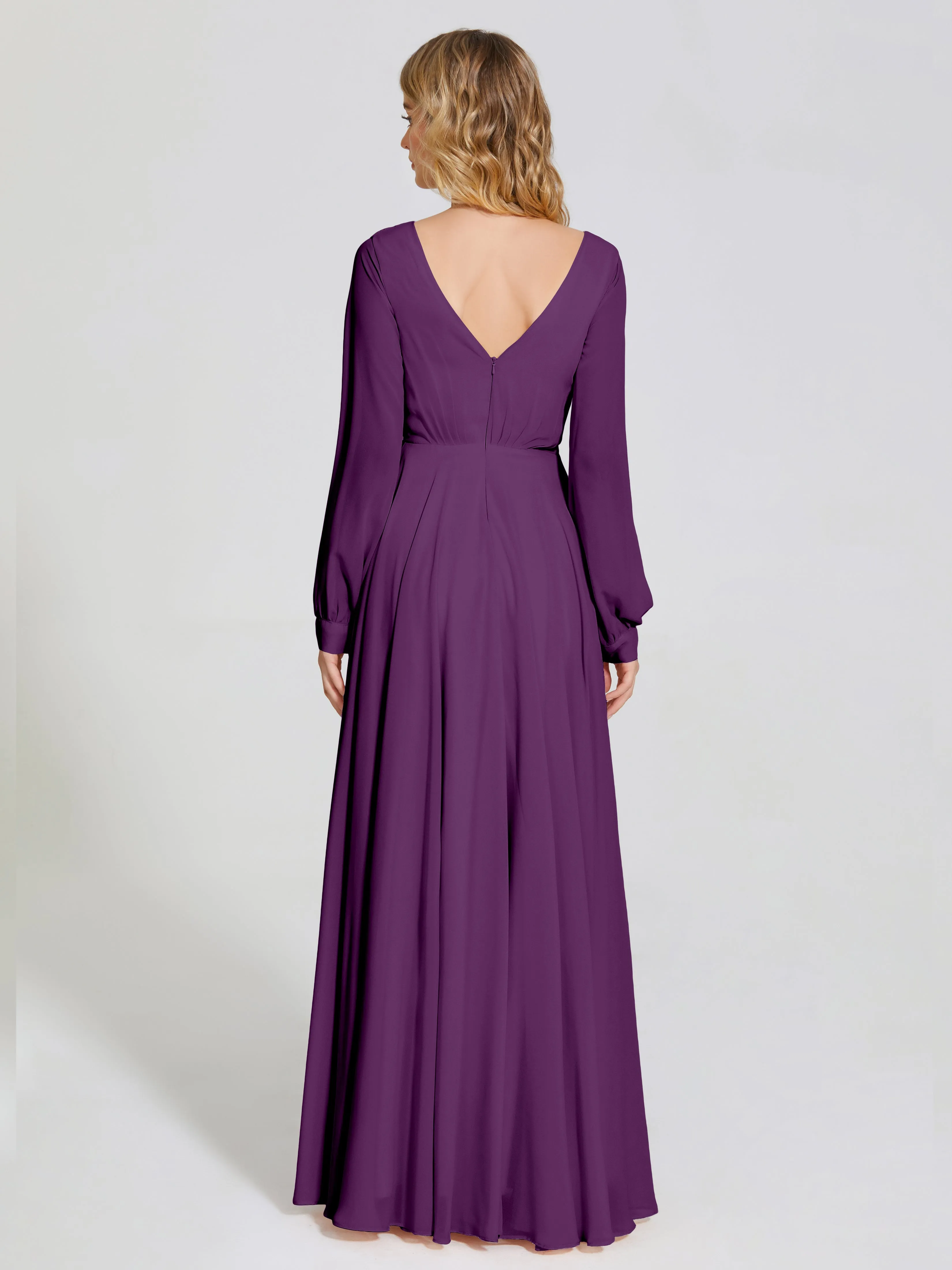 Raegan Simple Long Sleeves Chiffon Bridesmaid Dresses