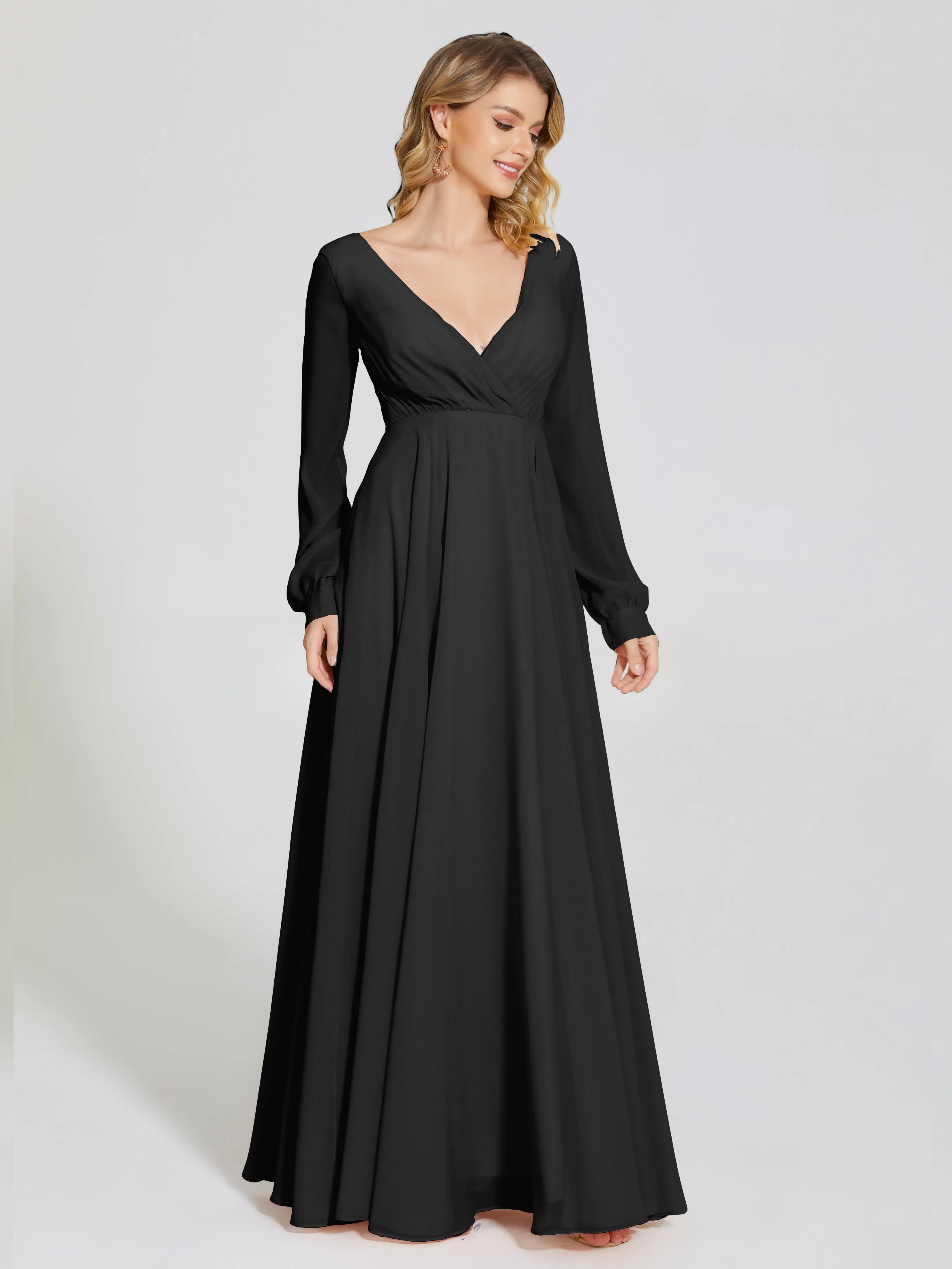 Raegan Simple Long Sleeves Chiffon Bridesmaid Dresses