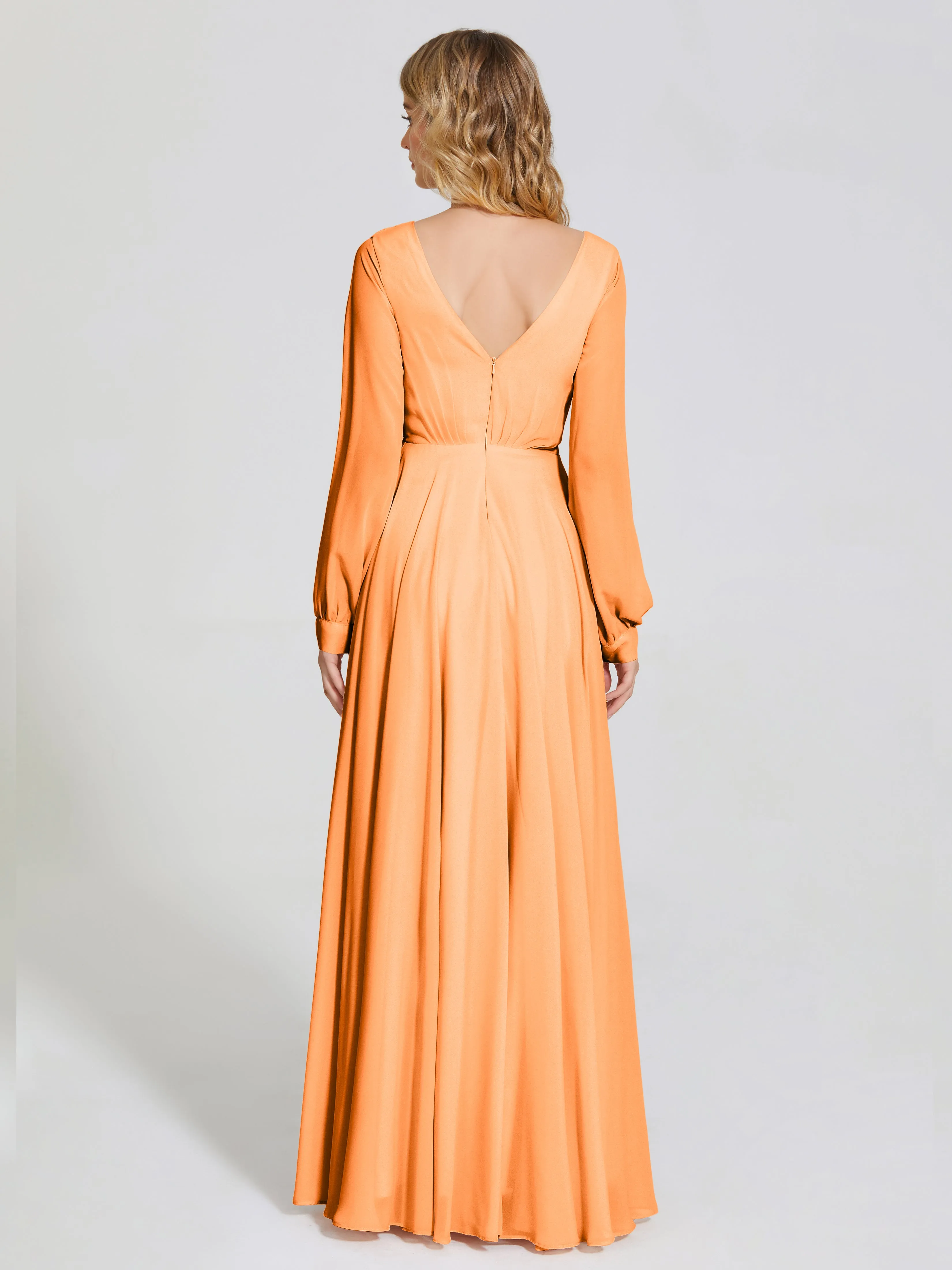 Raegan Simple Long Sleeves Chiffon Bridesmaid Dresses