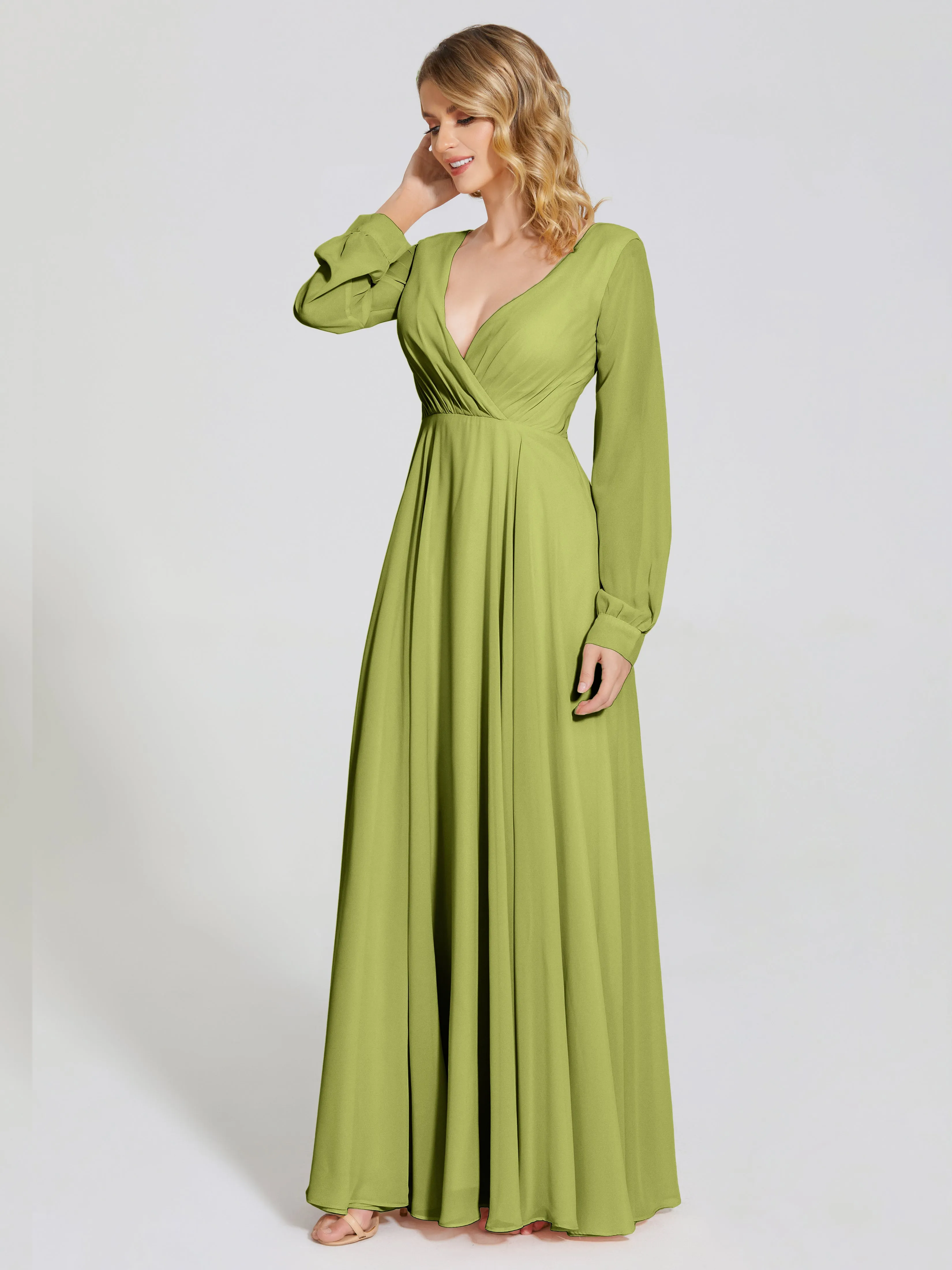 Raegan Simple Long Sleeves Chiffon Bridesmaid Dresses