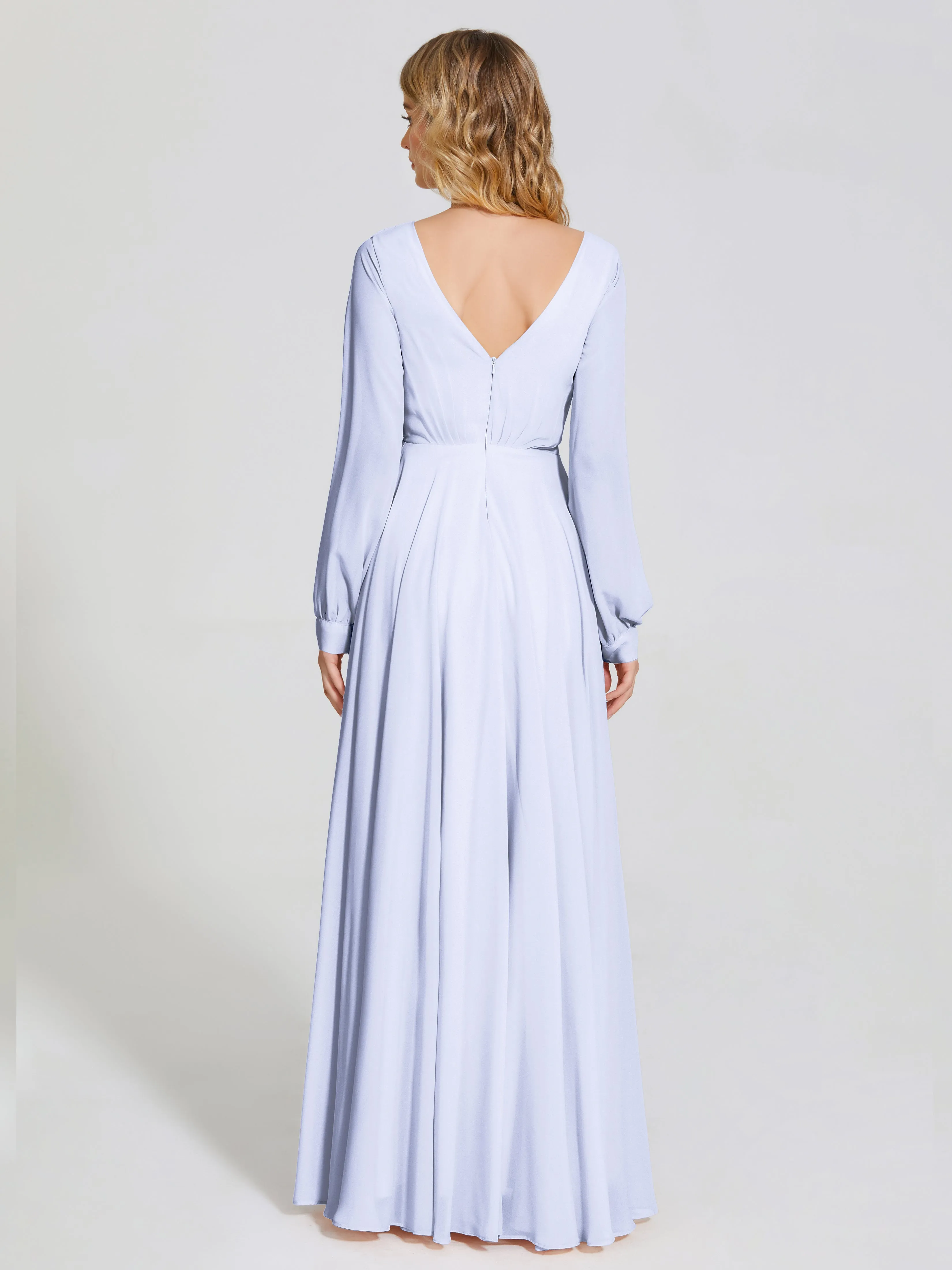 Raegan Simple Long Sleeves Chiffon Bridesmaid Dresses
