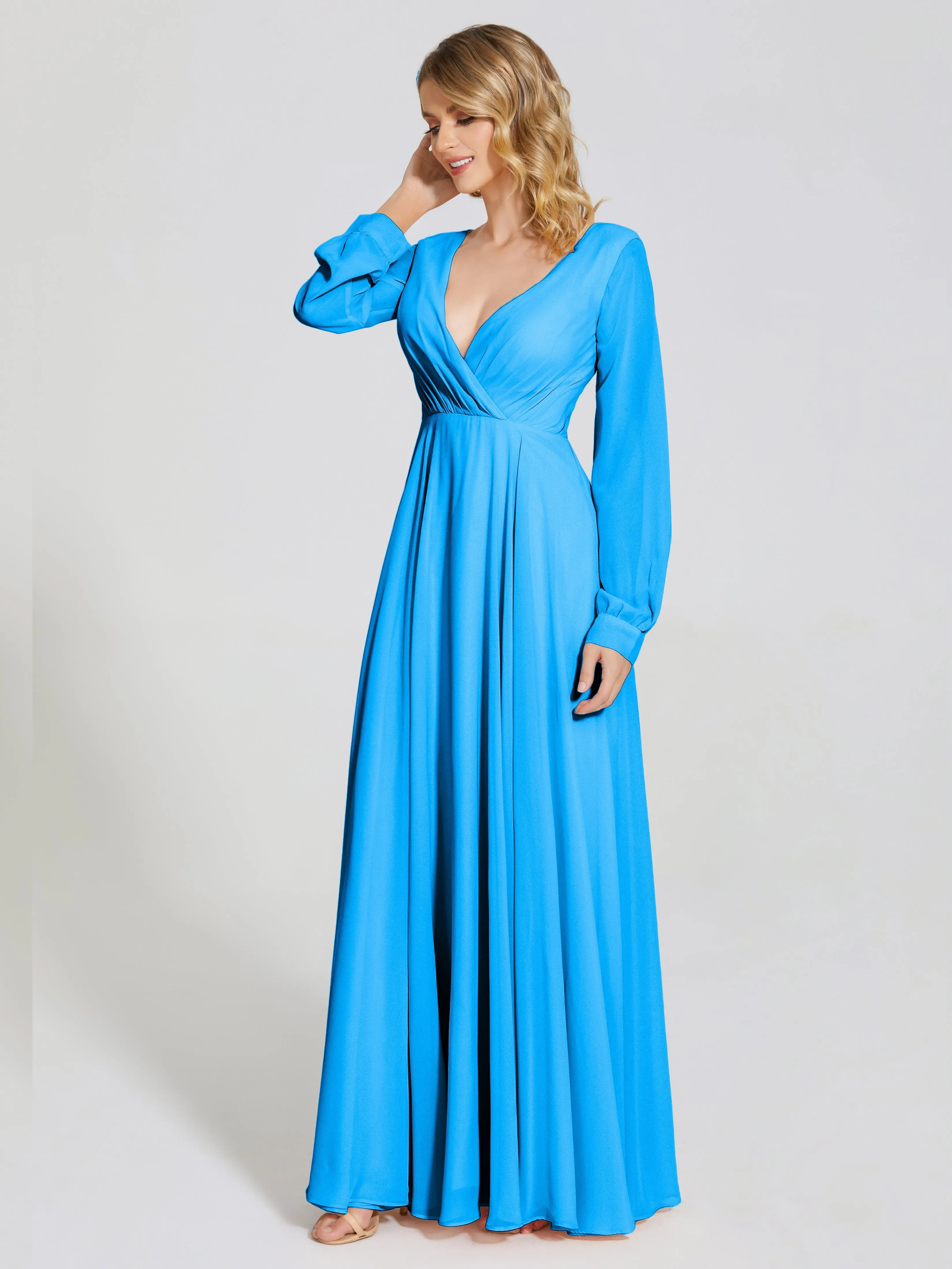 Raegan Simple Long Sleeves Chiffon Bridesmaid Dresses
