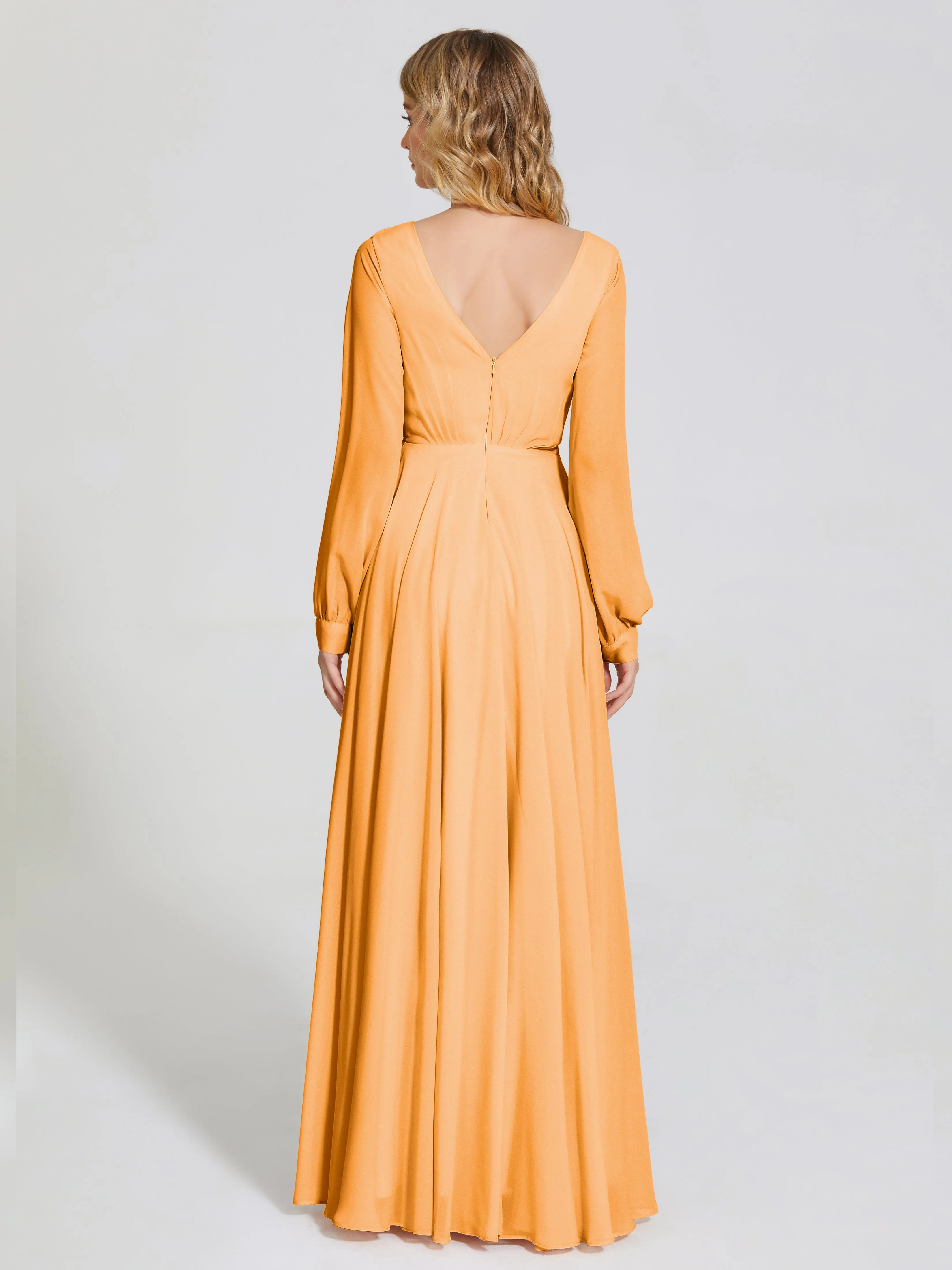 Raegan Simple Long Sleeves Chiffon Bridesmaid Dresses