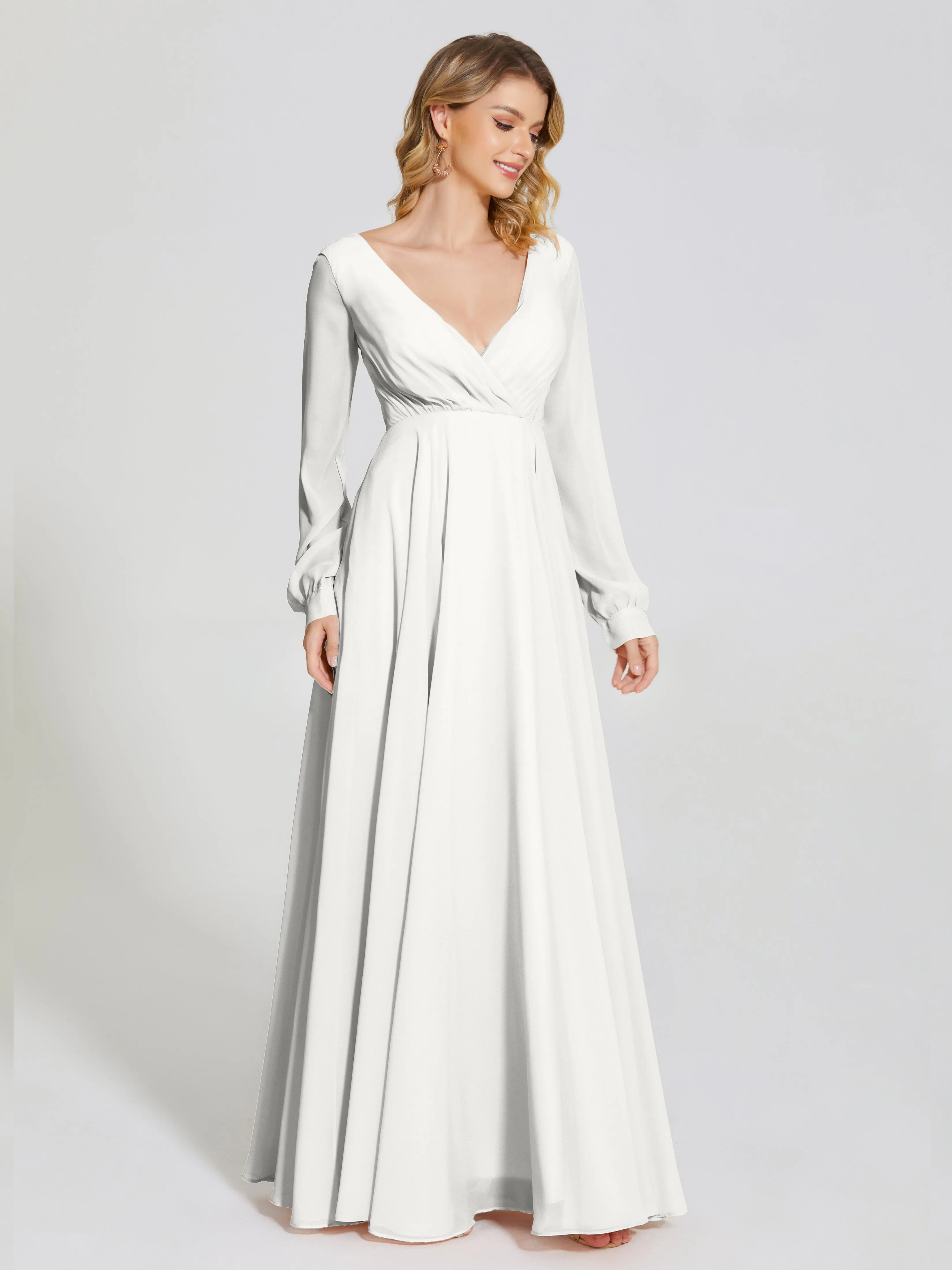 Raegan Simple Long Sleeves Chiffon Bridesmaid Dresses