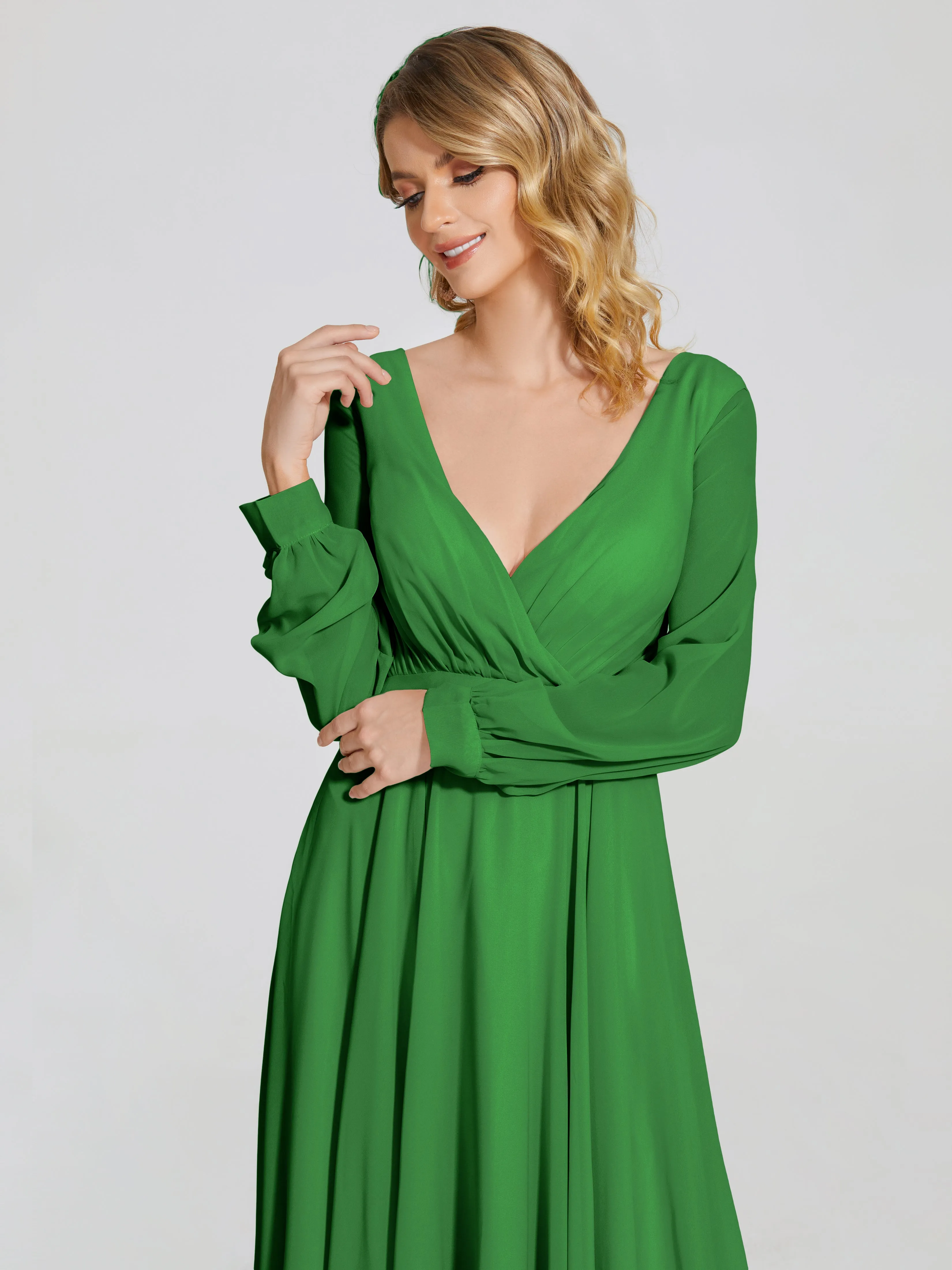 Raegan Simple Long Sleeves Chiffon Bridesmaid Dresses