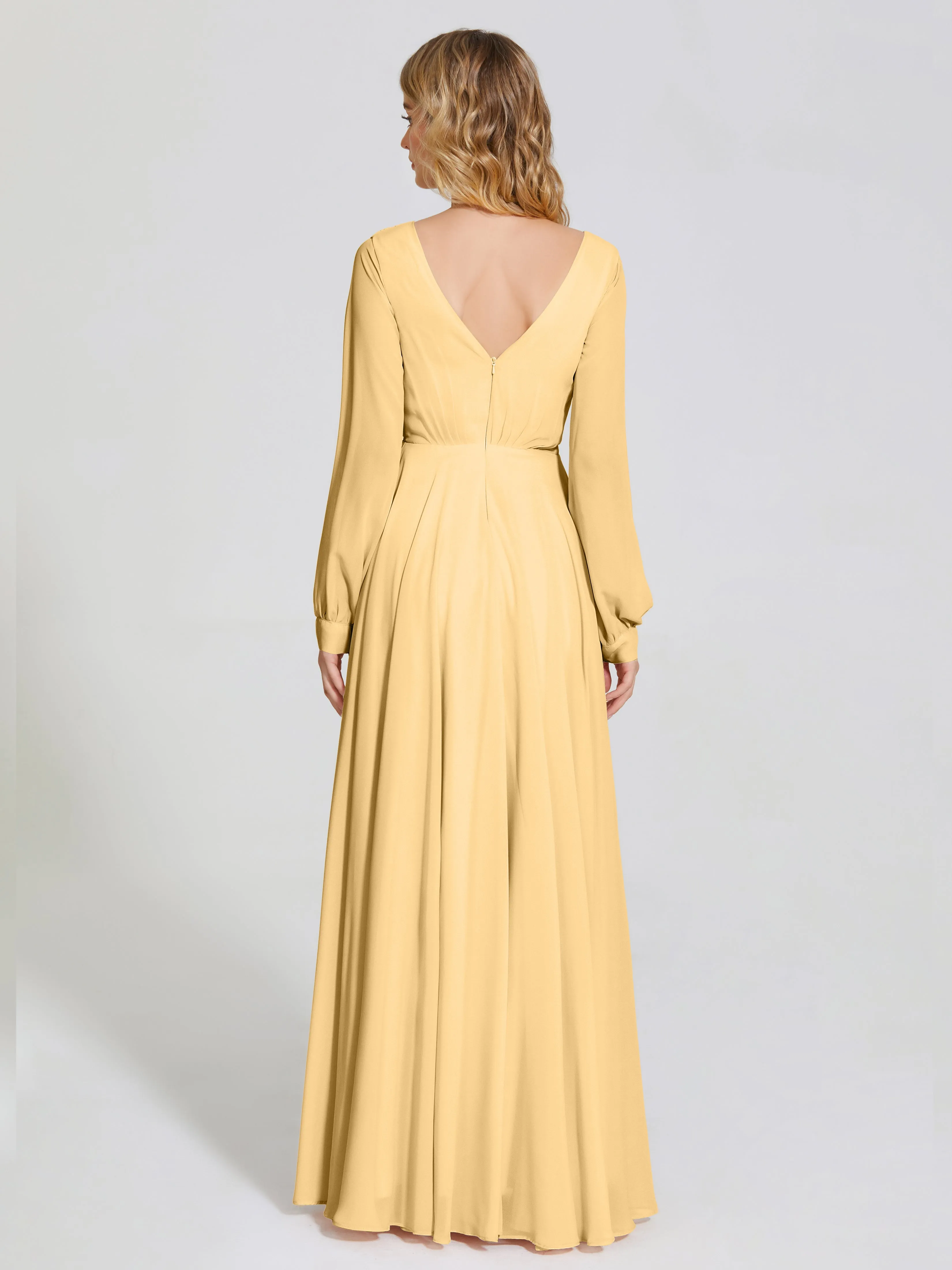 Raegan Simple Long Sleeves Chiffon Bridesmaid Dresses