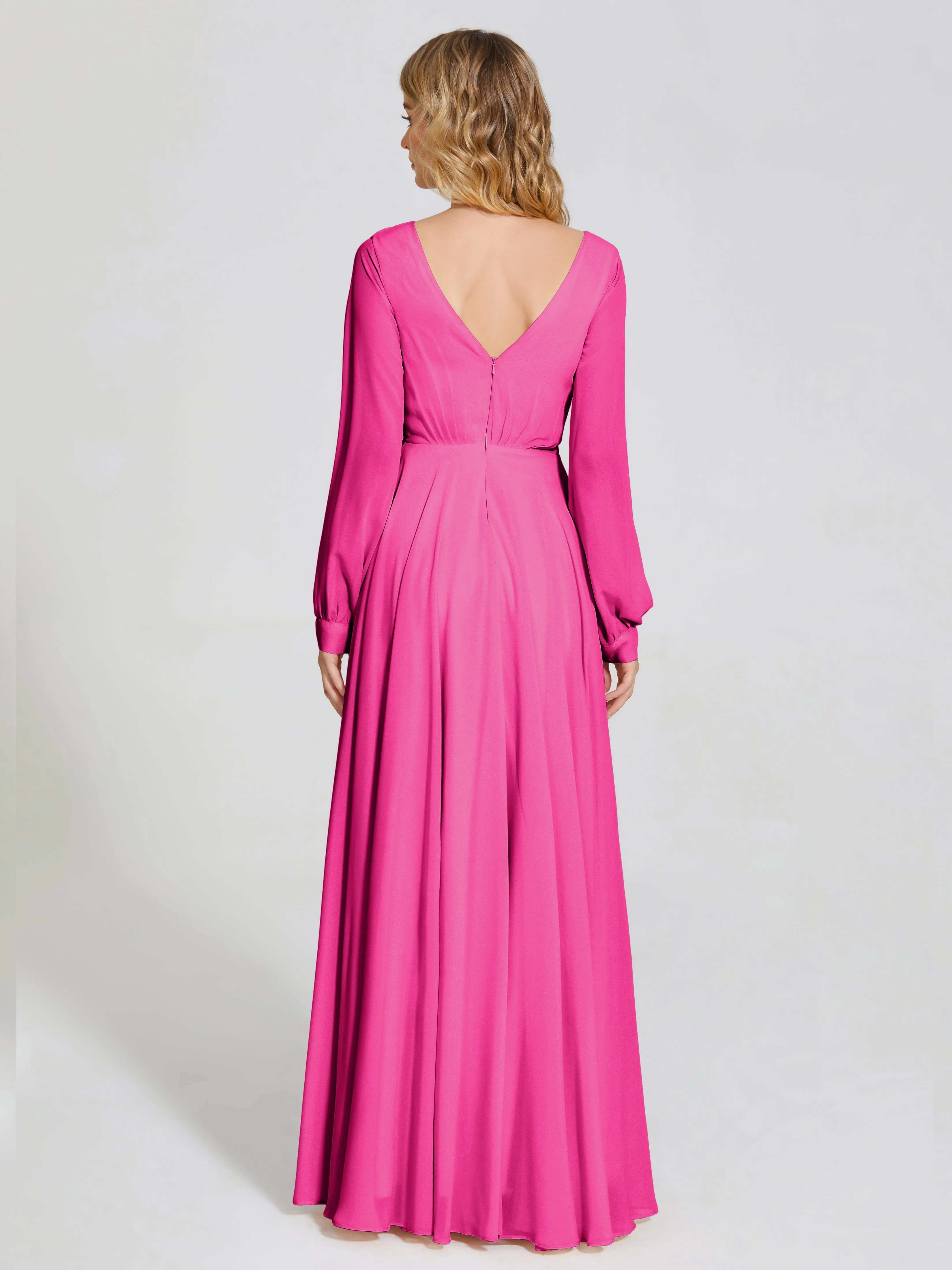 Raegan Simple Long Sleeves Chiffon Bridesmaid Dresses