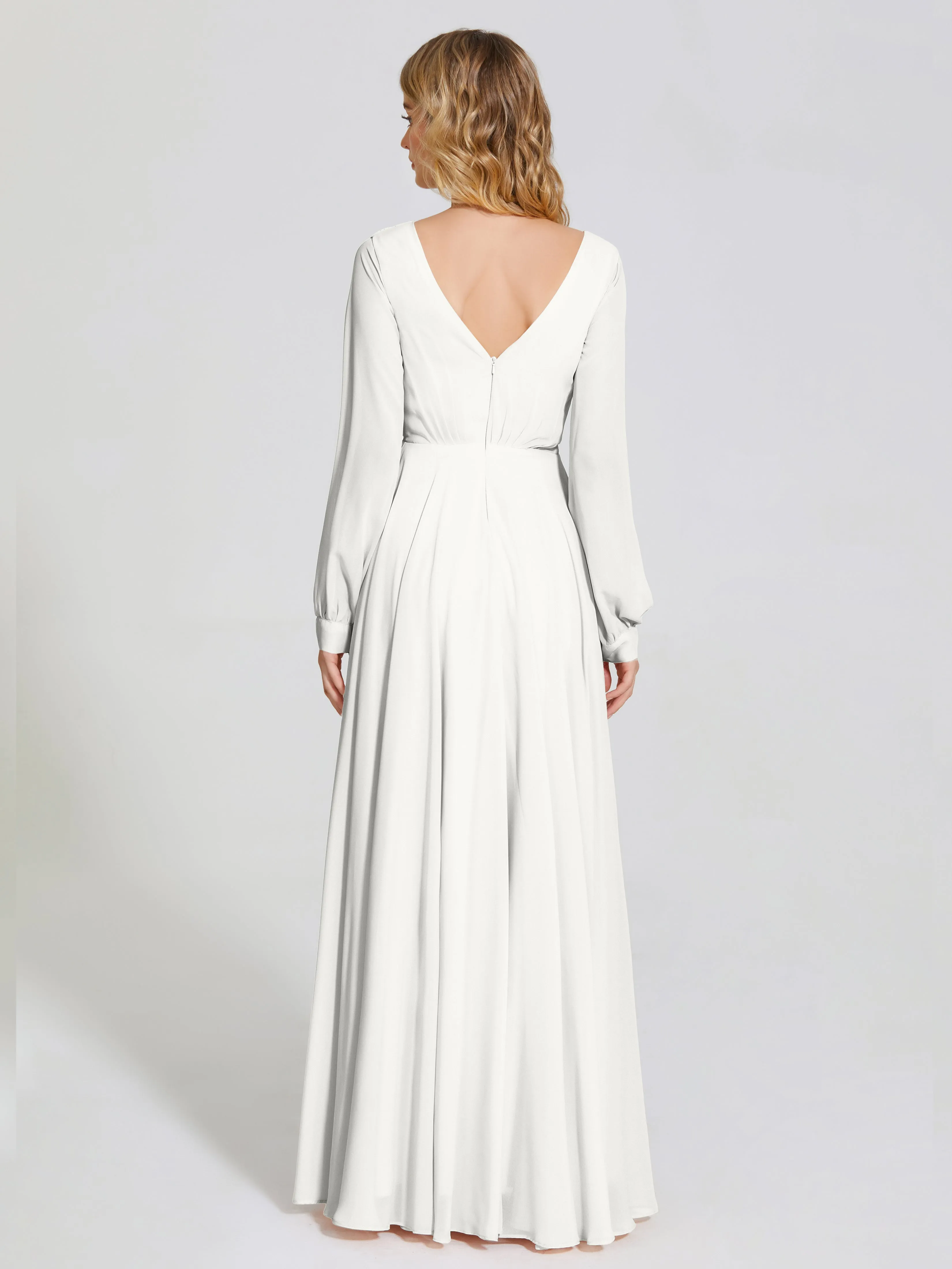 Raegan Simple Long Sleeves Chiffon Bridesmaid Dresses