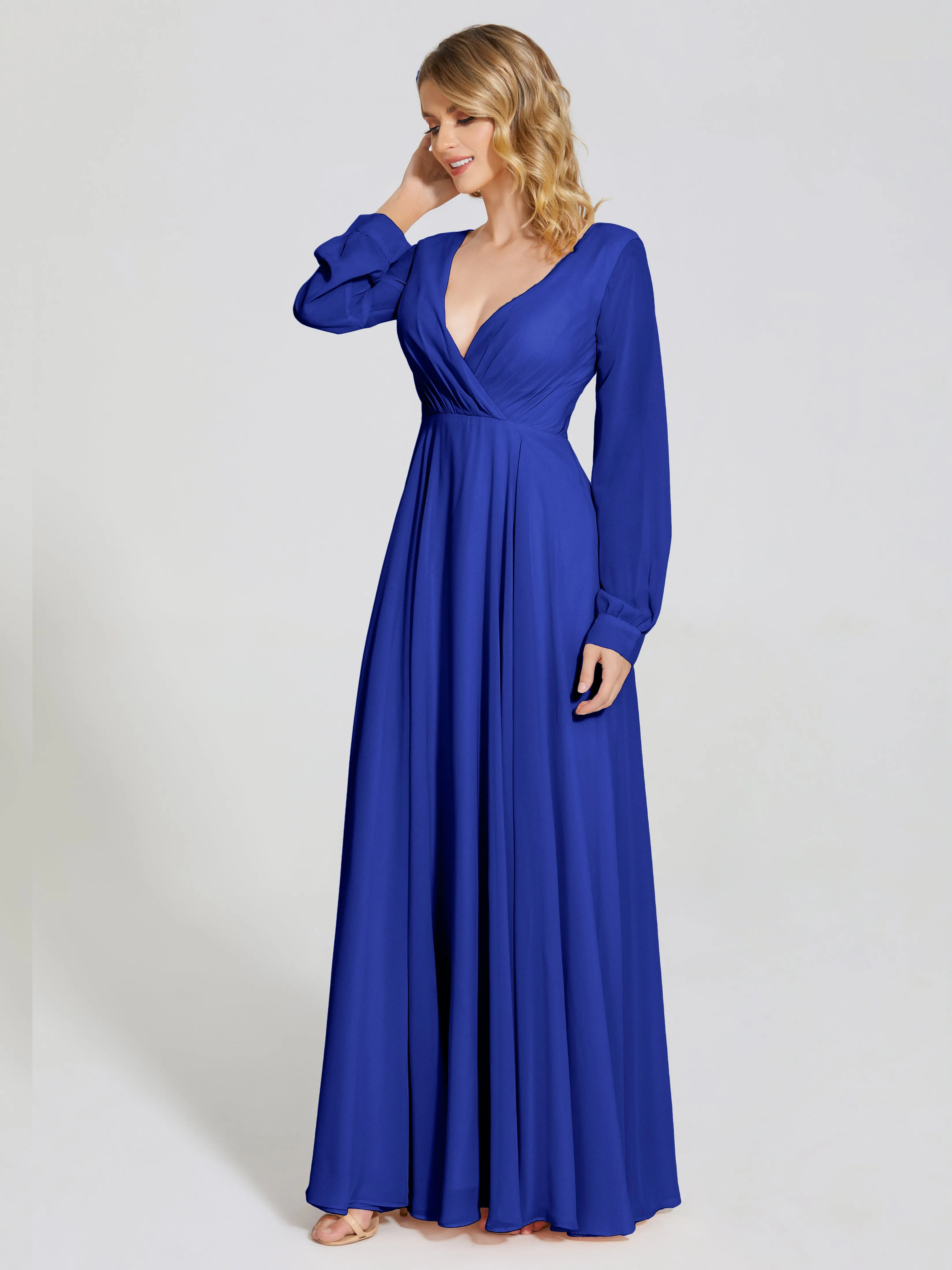 Raegan Simple Long Sleeves Chiffon Bridesmaid Dresses