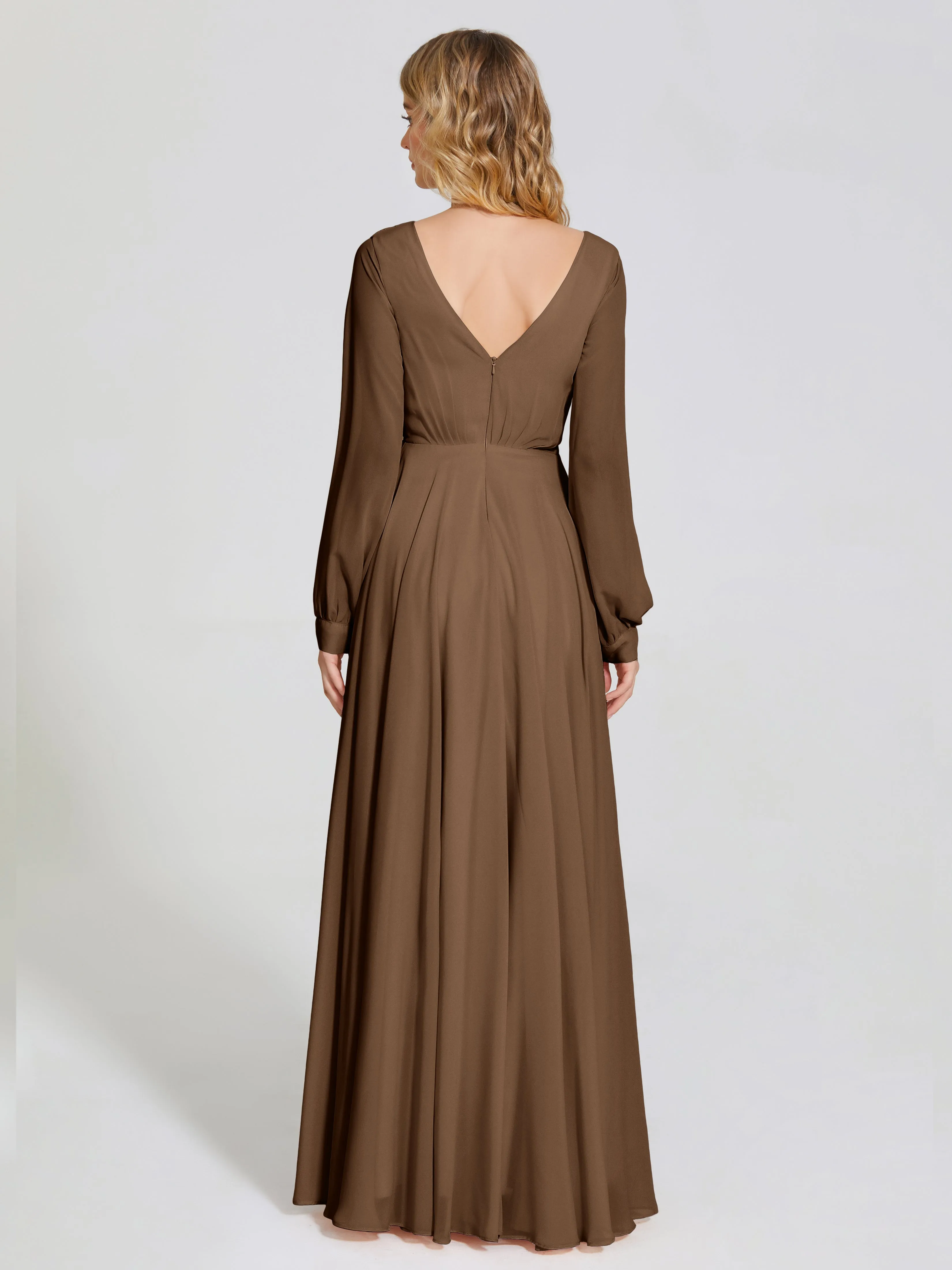 Raegan Simple Long Sleeves Chiffon Bridesmaid Dresses