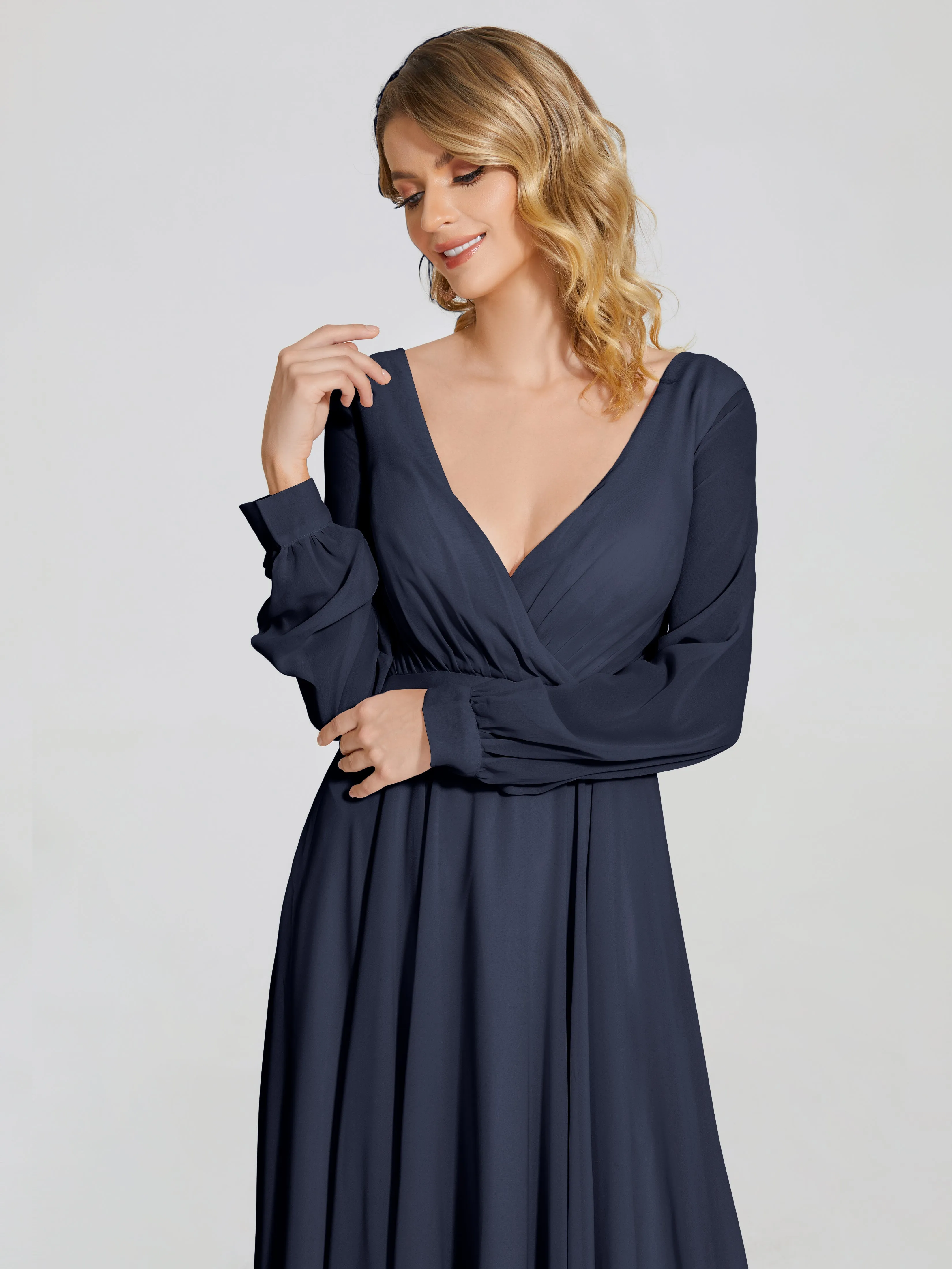 Raegan Simple Long Sleeves Chiffon Bridesmaid Dresses