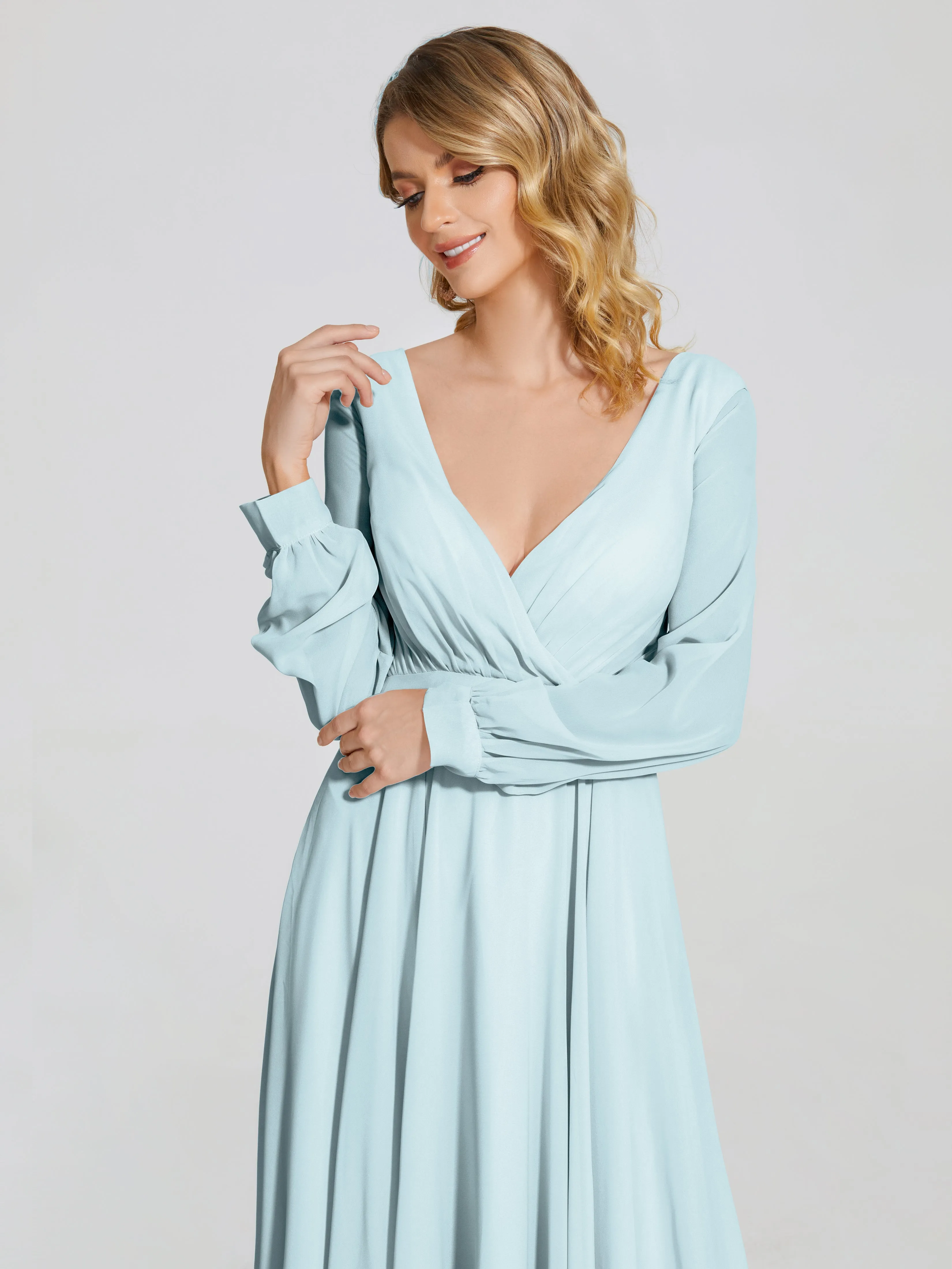 Raegan Simple Long Sleeves Chiffon Bridesmaid Dresses
