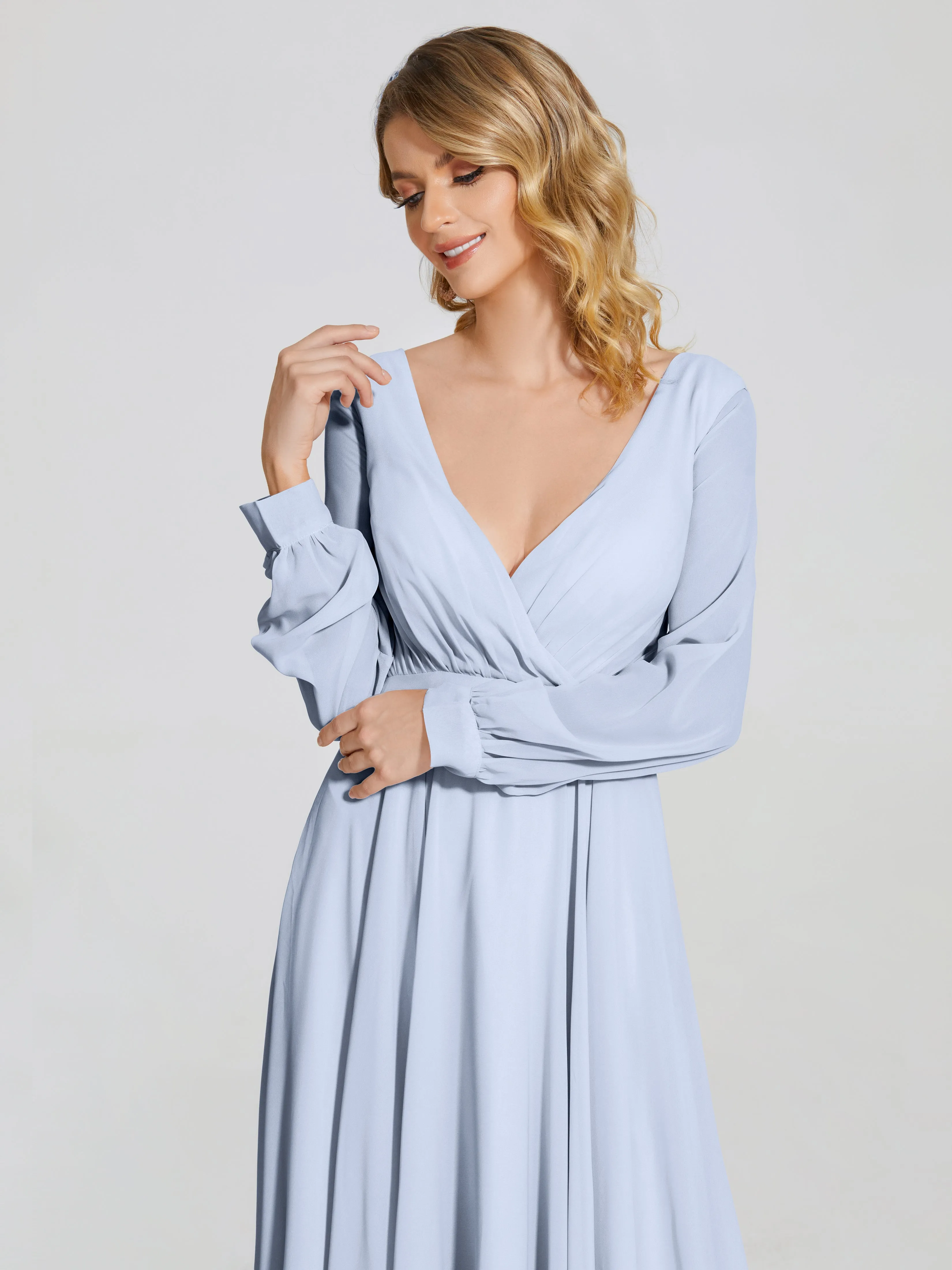 Raegan Simple Long Sleeves Chiffon Bridesmaid Dresses