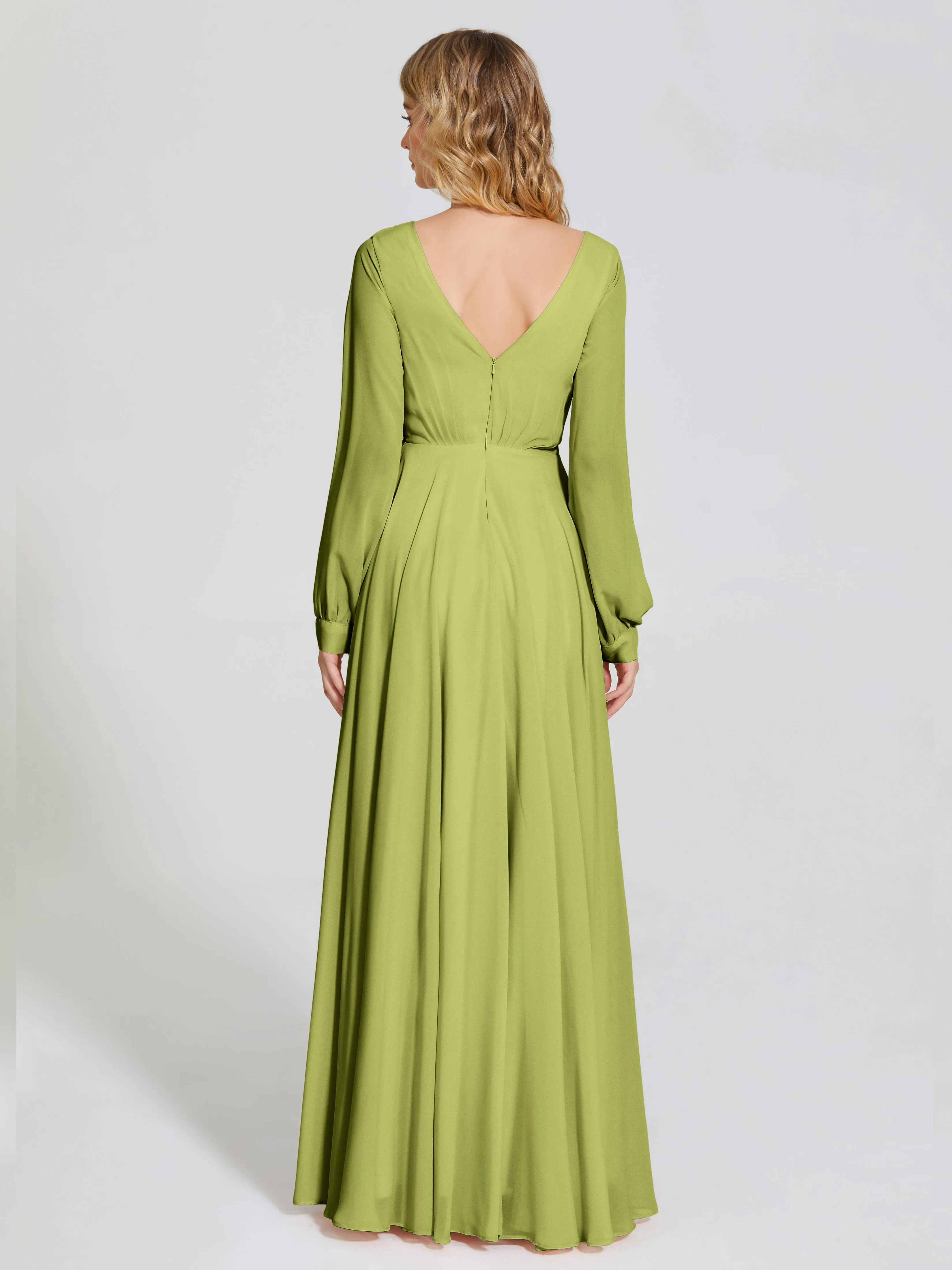 Raegan Simple Long Sleeves Chiffon Bridesmaid Dresses