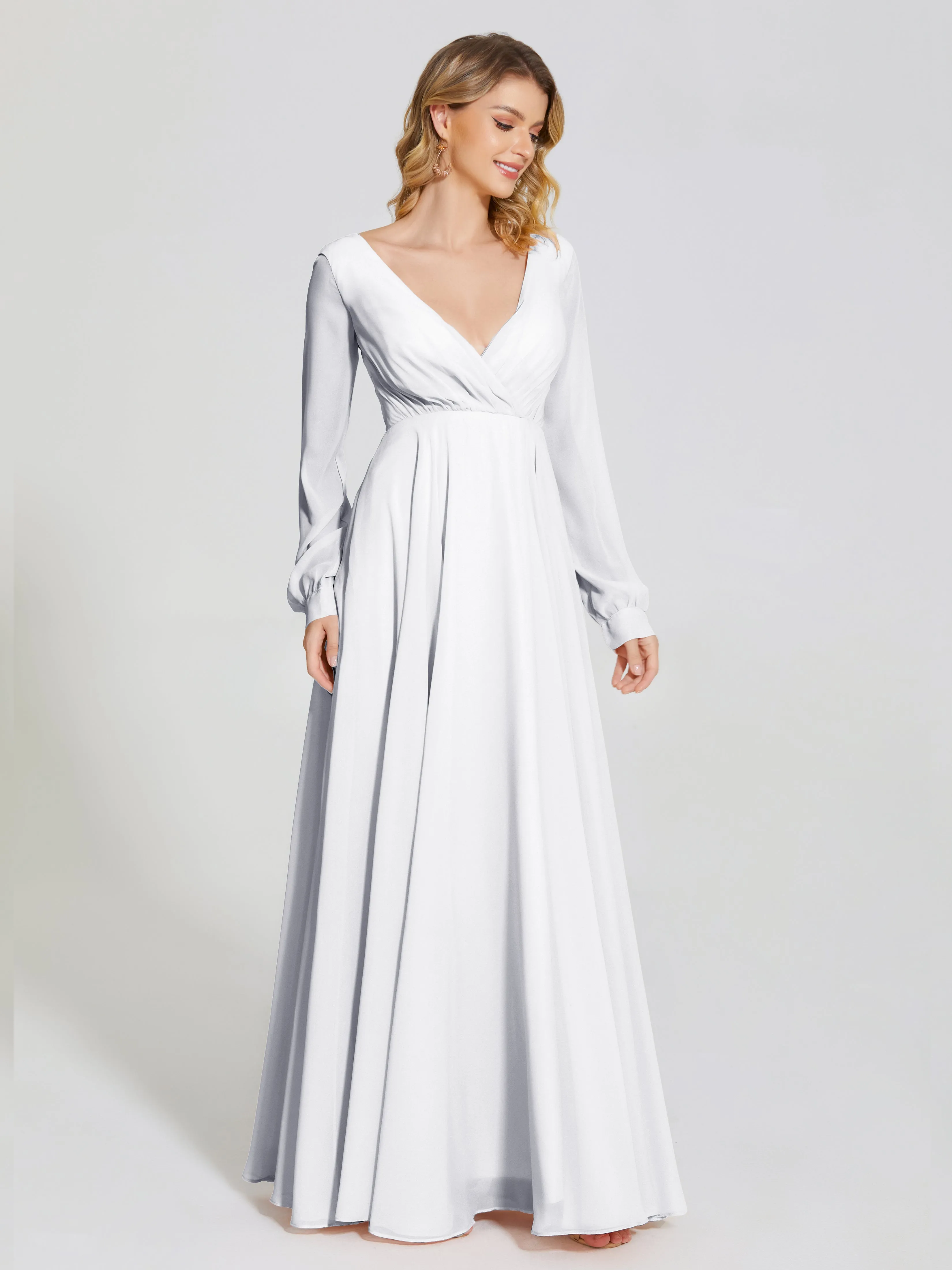 Raegan Simple Long Sleeves Chiffon Bridesmaid Dresses