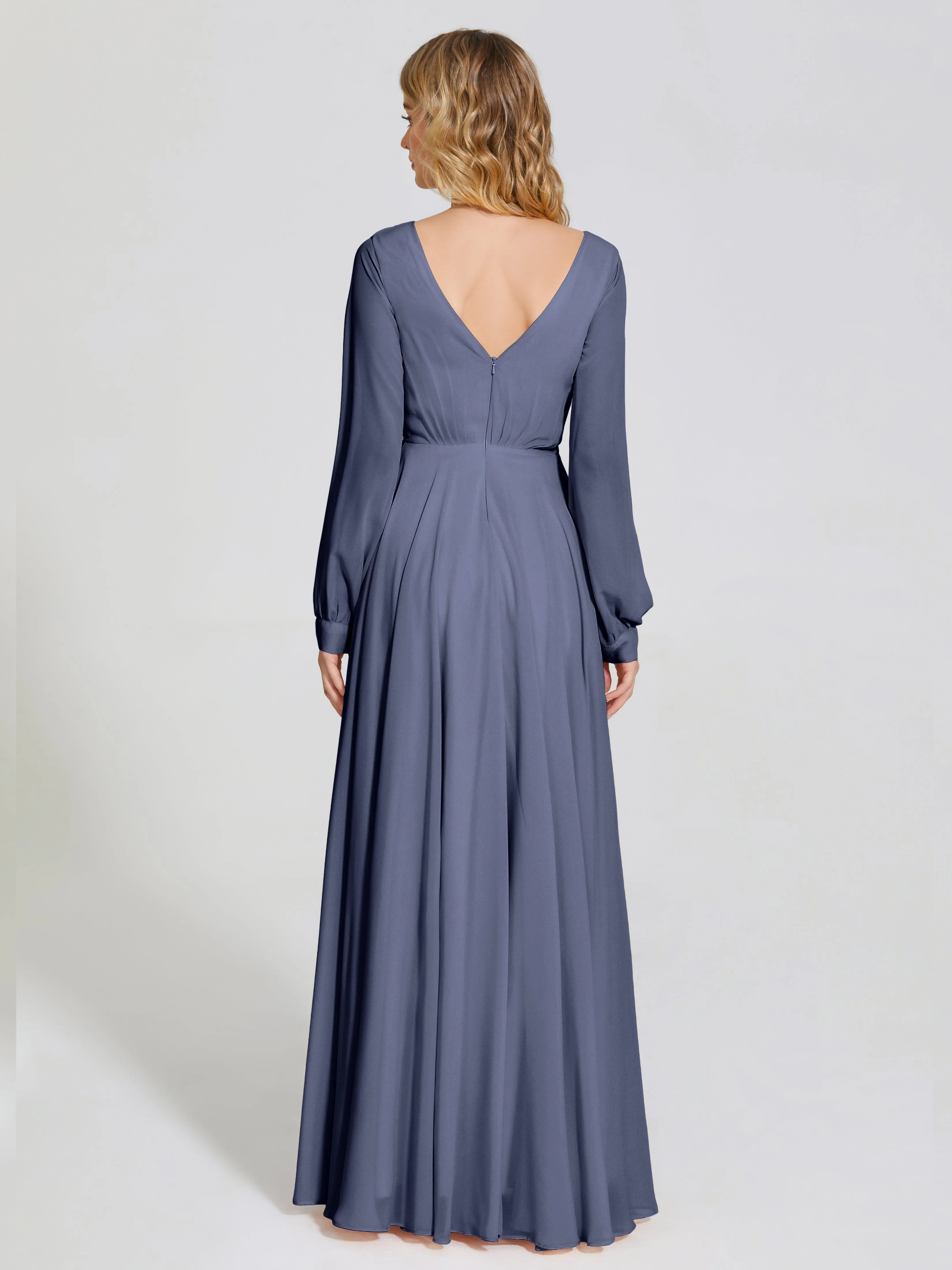Raegan Simple Long Sleeves Chiffon Bridesmaid Dresses