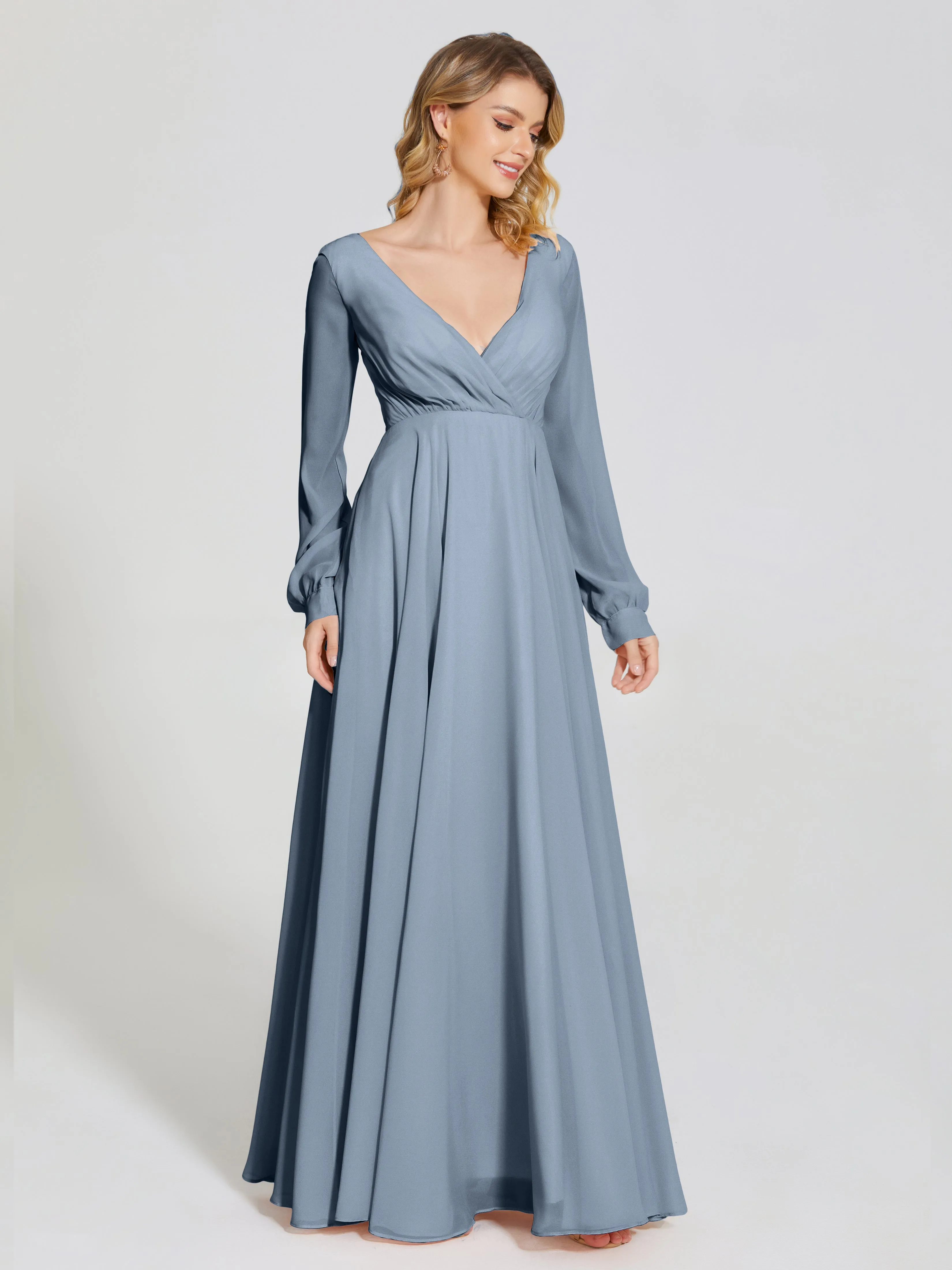 Raegan Simple Long Sleeves Chiffon Bridesmaid Dresses